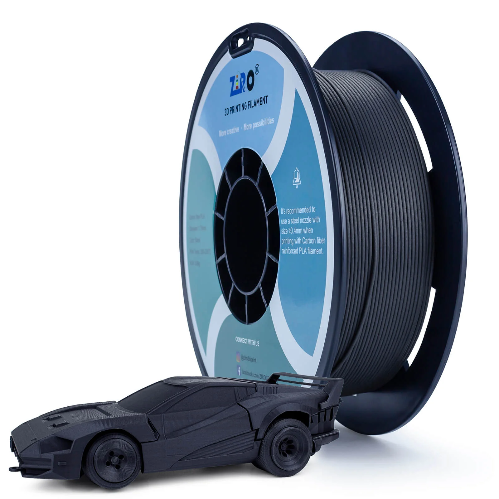 ZIRO Carbon Fiber PLA Filament 1.75mm, Black - Image 3