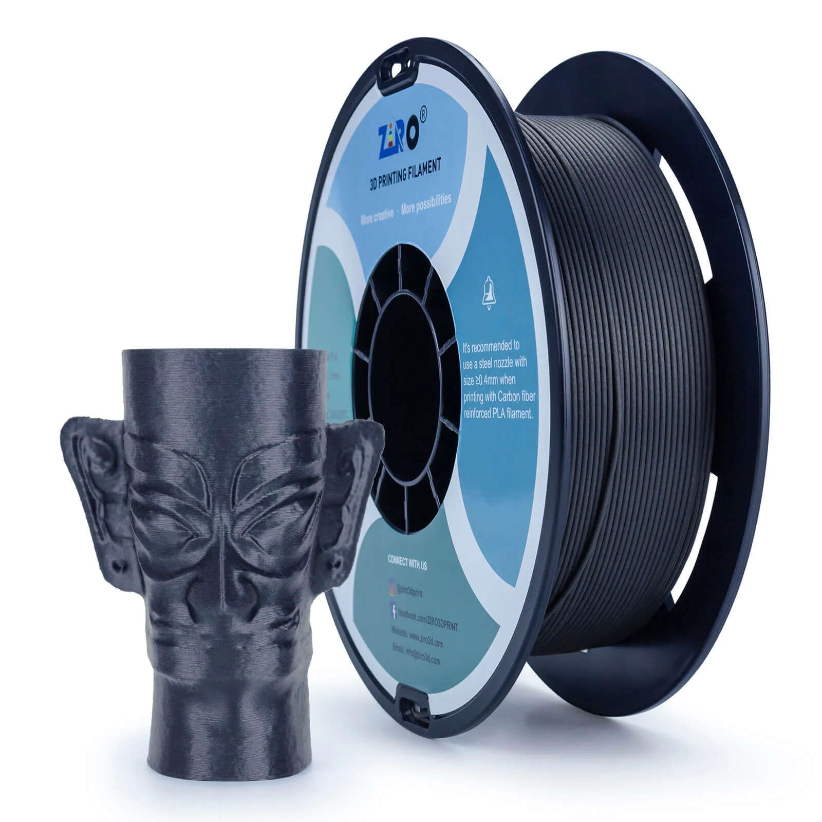 ZIRO Carbon Fiber PLA Filament 1.75mm, Black - Image 4