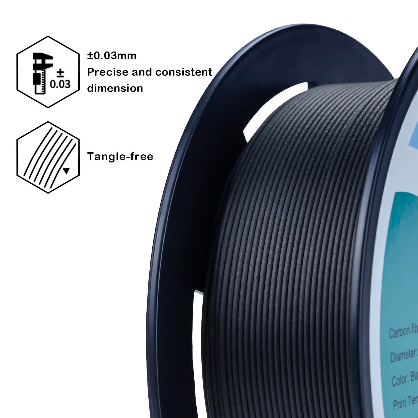 ZIRO Carbon Fiber PLA Filament 1.75mm, Black - Image 6