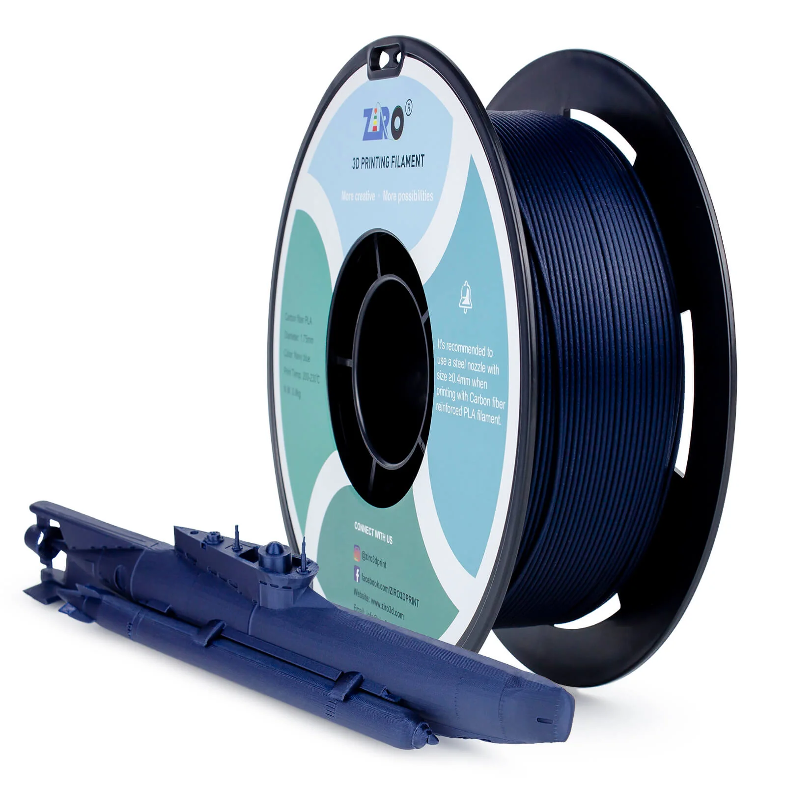ZIRO Carbon Fiber PLA Filament 1.75mm, Navy Blue - Image 3