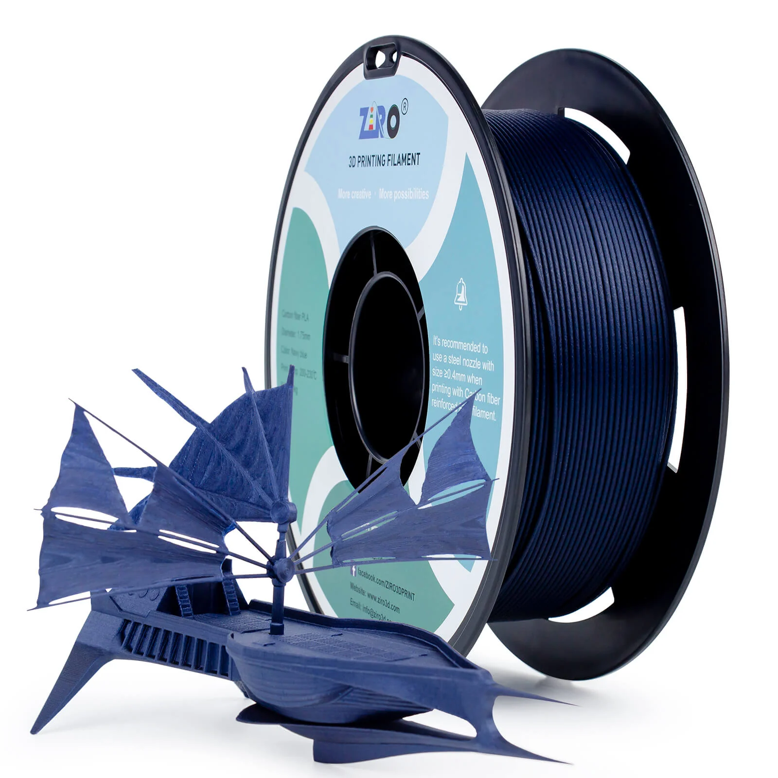 ZIRO Carbon Fiber PLA Filament 1.75mm, Navy Blue - Image 4