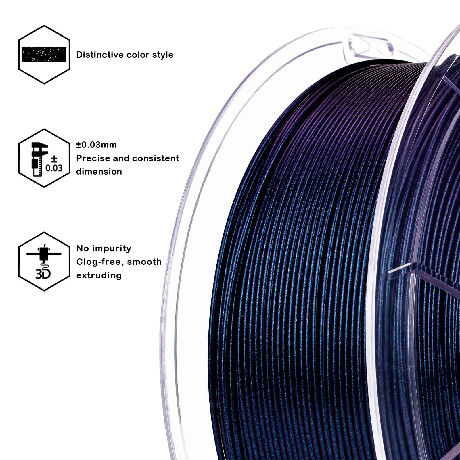 ZIRO Chameleon Series PLA Filament 1.75mm 1kg/2.2lb Spool , Abyss Blue Luster - Image 15