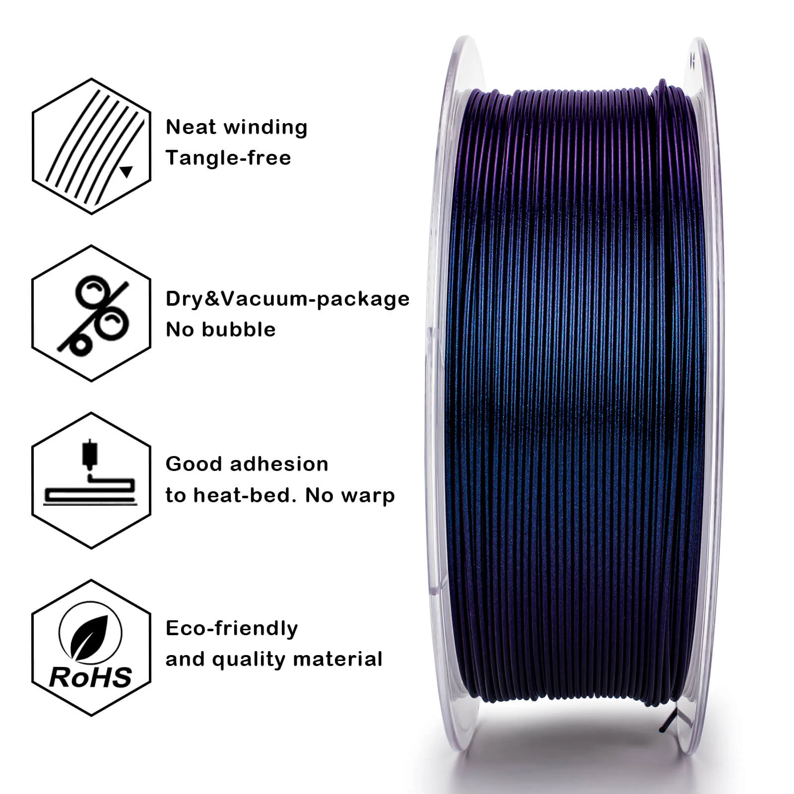 ZIRO Chameleon Series PLA Filament 1.75mm 1kg/2.2lb Spool , Abyss Blue Luster - Image 16