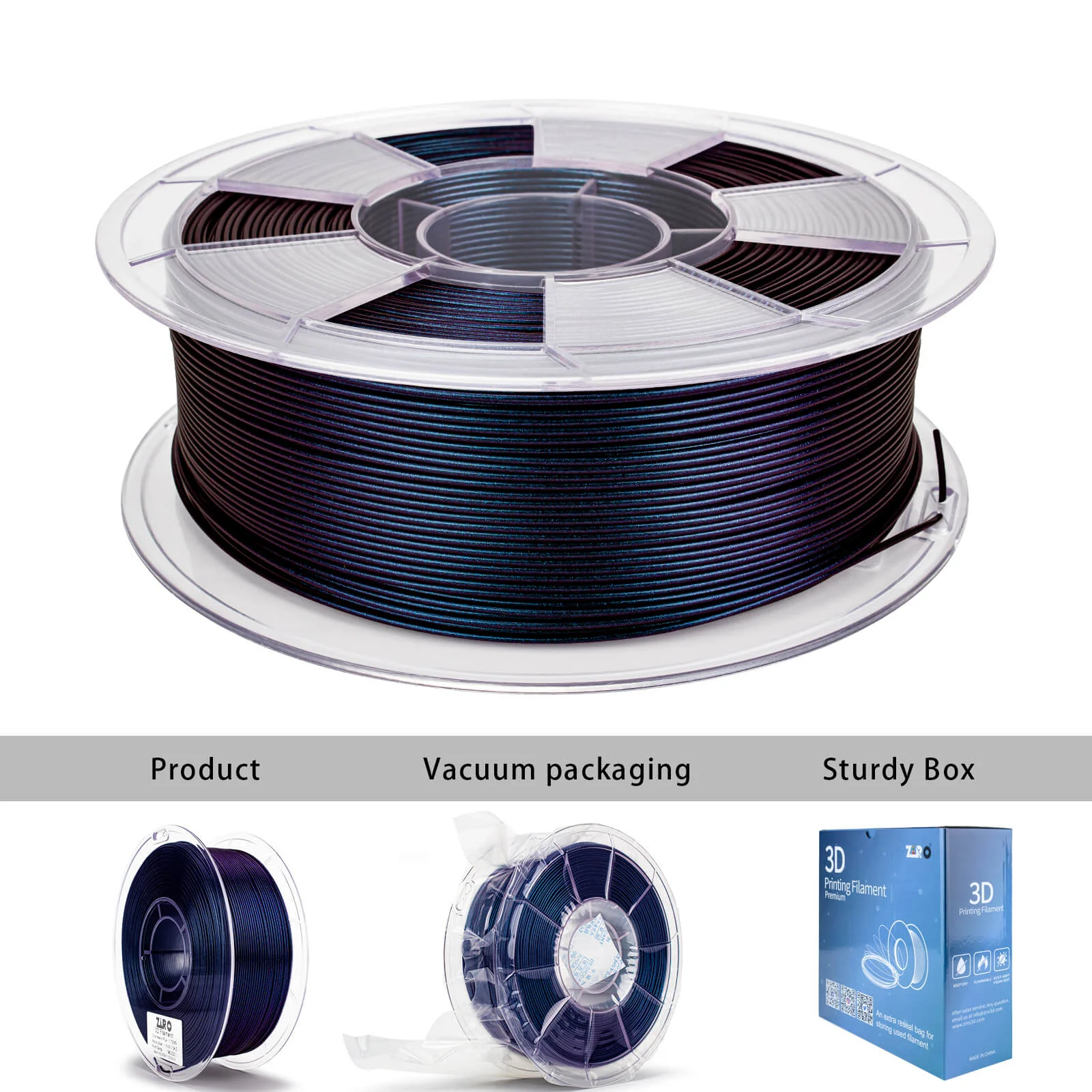 ZIRO Chameleon Series PLA Filament 1.75mm 1kg/2.2lb Spool , Abyss Blue Luster - Image 17