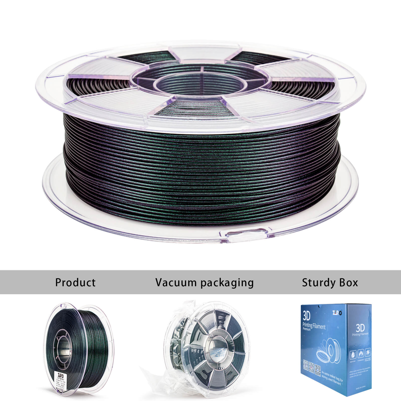 ZIRO Chameleon Series PLA Filament 1.75mm 1kg/2.2lb Spool , Fir Green Luster - Image 6