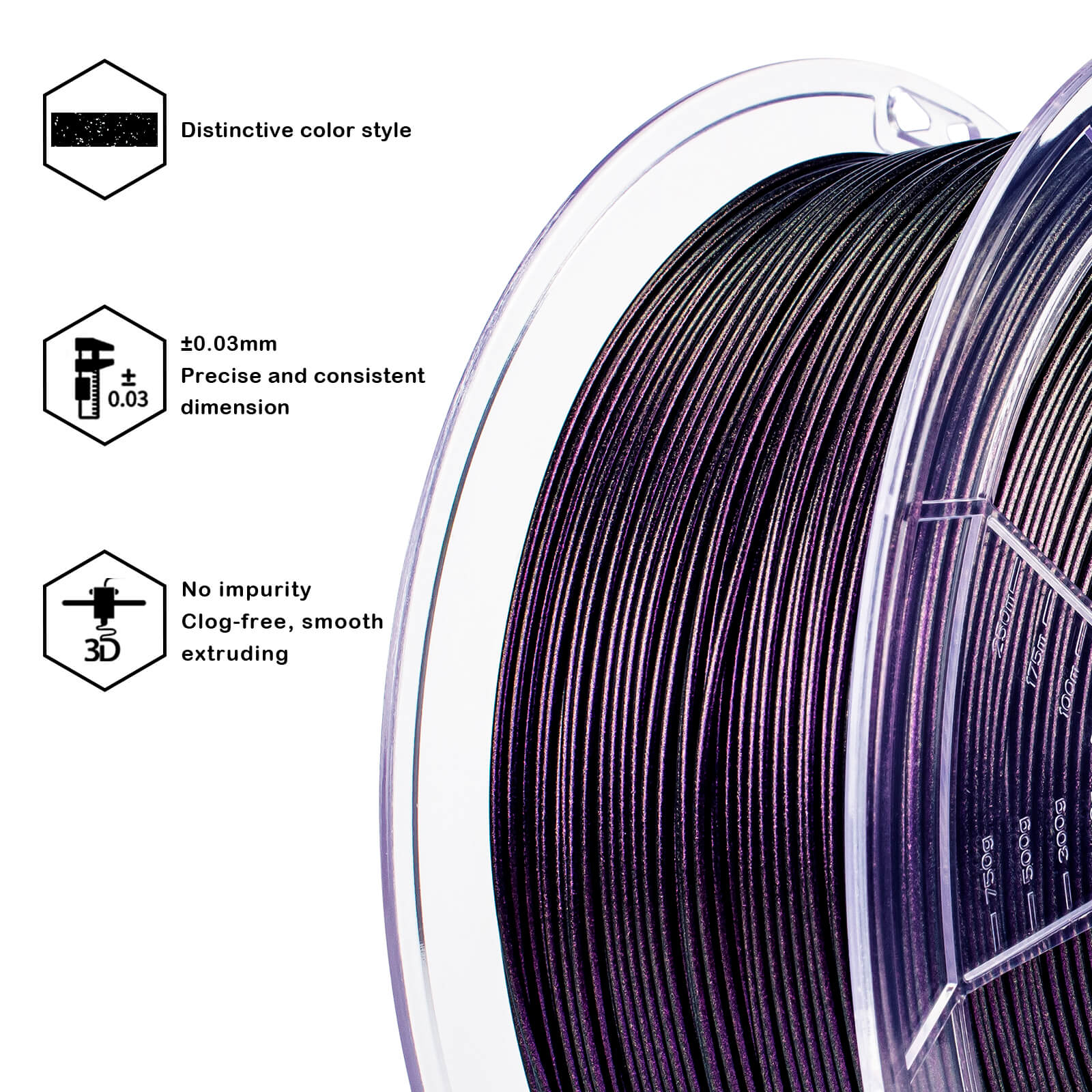 ZIRO Chameleon Series PLA Filament 1.75mm 1kg/2.2lb Spool , Forged Purple Luster - Image 7