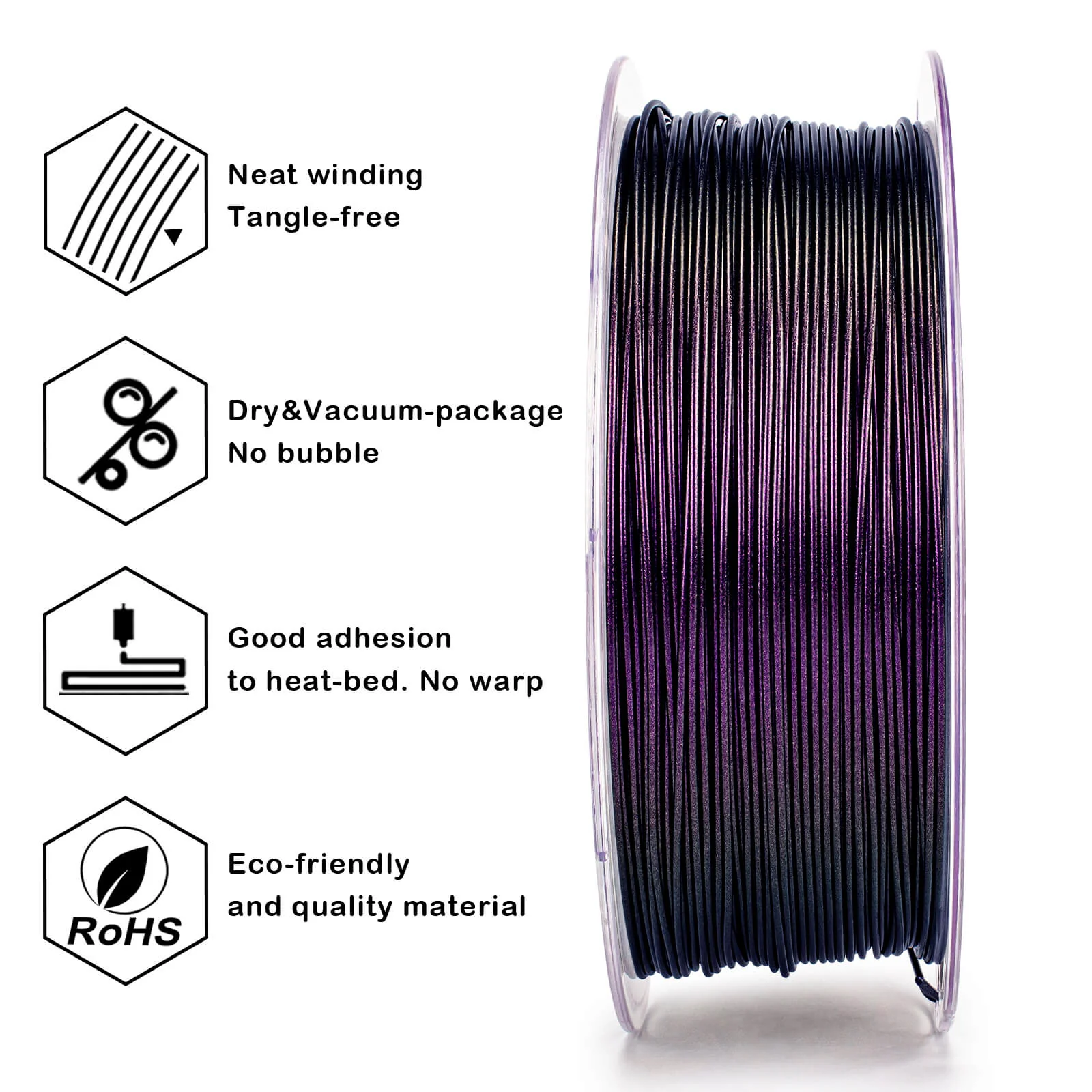 ZIRO Chameleon Series PLA Filament 1.75mm 1kg/2.2lb Spool , Forged Purple Luster - Image 8