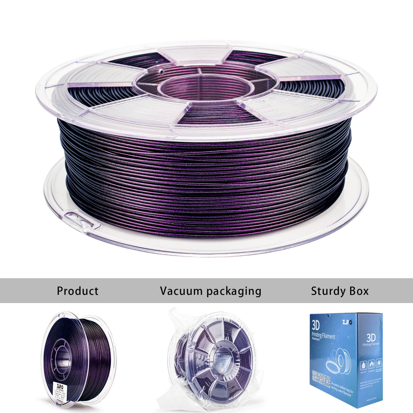 ZIRO Chameleon Series PLA Filament 1.75mm 1kg/2.2lb Spool , Forged Purple Luster - Image 9
