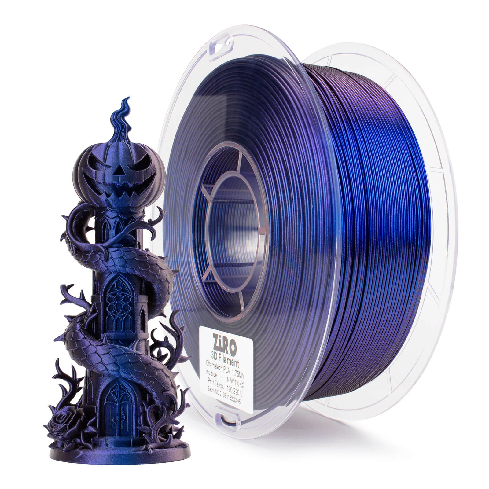 ZIRO Chameleon Series PLA Filament 1.75mm 1kg/2.2lb Spool , Iris Blue Luster - Image 4