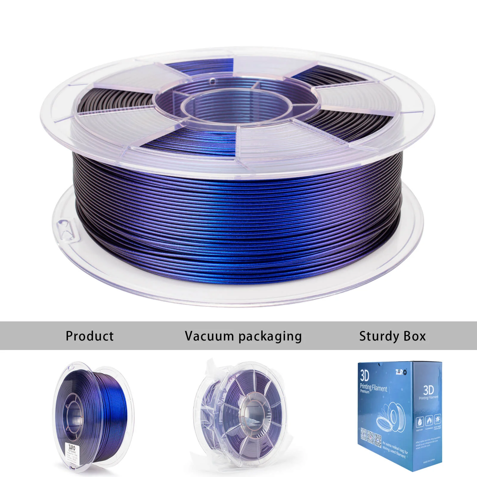 ZIRO Chameleon Series PLA Filament 1.75mm 1kg/2.2lb Spool , Iris Blue Luster - Image 9