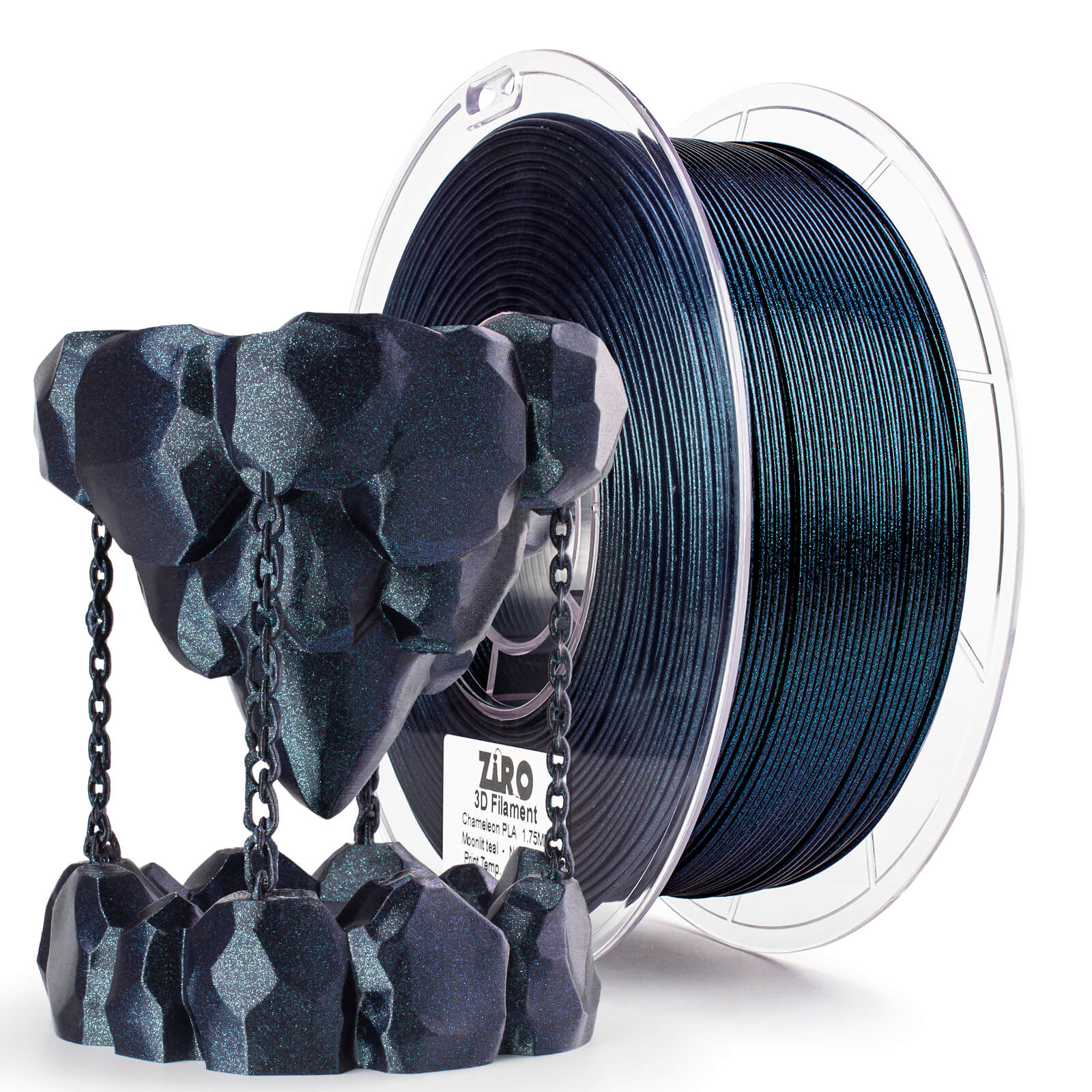 ZIRO Chameleon Series PLA Filament 1.75mm 1kg/2.2lb Spool , Moonlit Teal Luster - Image 4