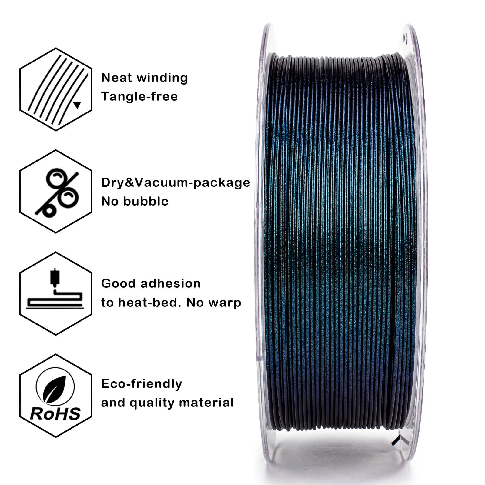 ZIRO Chameleon Series PLA Filament 1.75mm 1kg/2.2lb Spool , Moonlit Teal Luster - Image 8