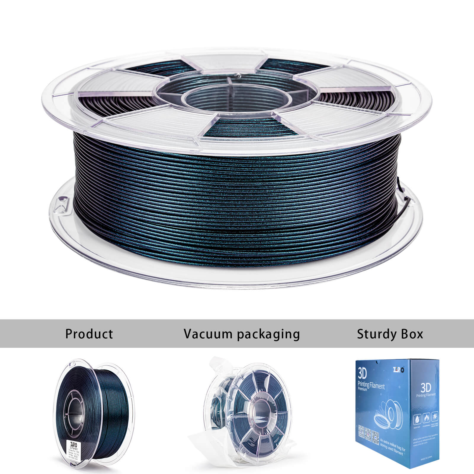 ZIRO Chameleon Series PLA Filament 1.75mm 1kg/2.2lb Spool , Moonlit Teal Luster - Image 9