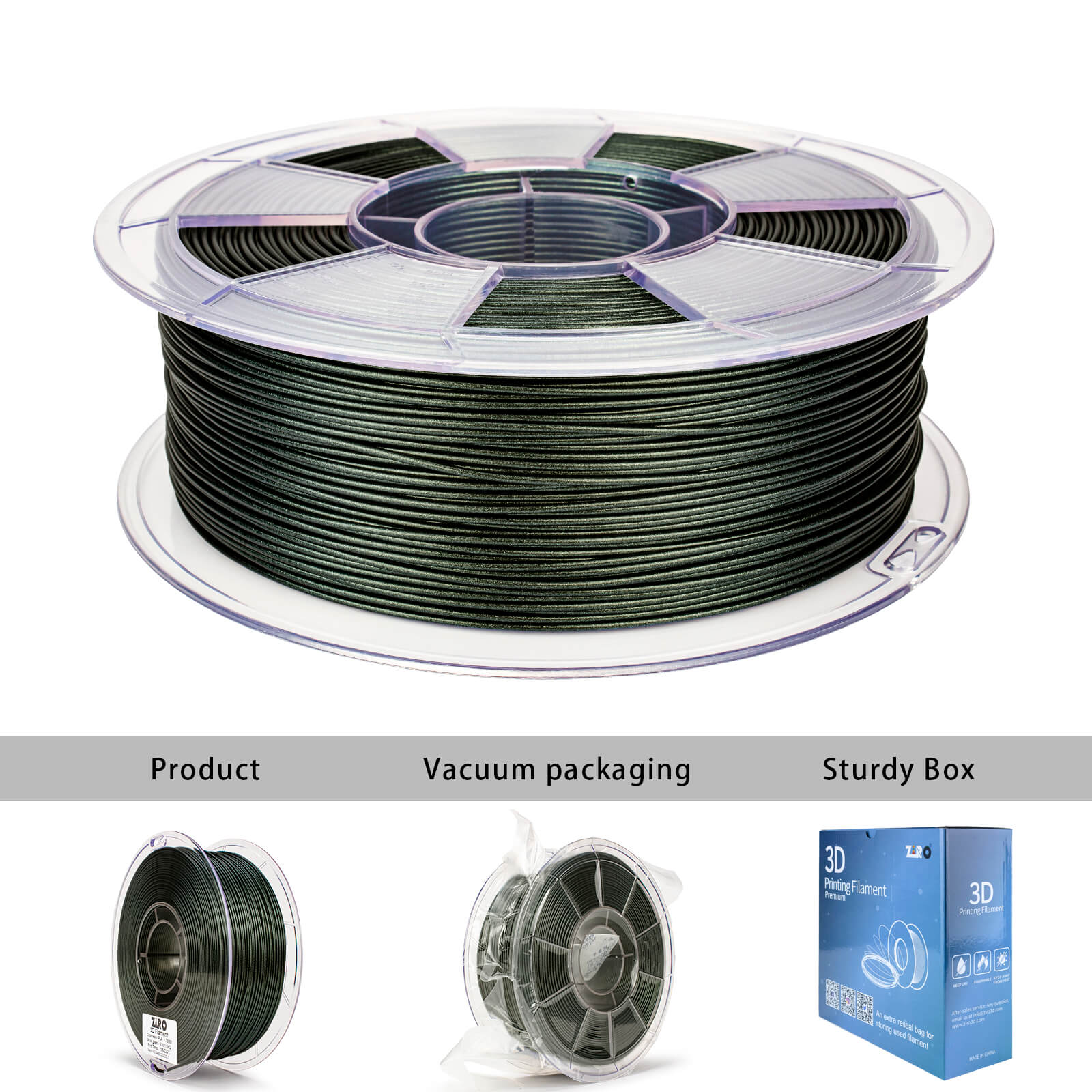 ZIRO Chameleon Series PLA Filament 1.75mm 1kg/2.2lb Spool , Moss Green Luster - Image 7