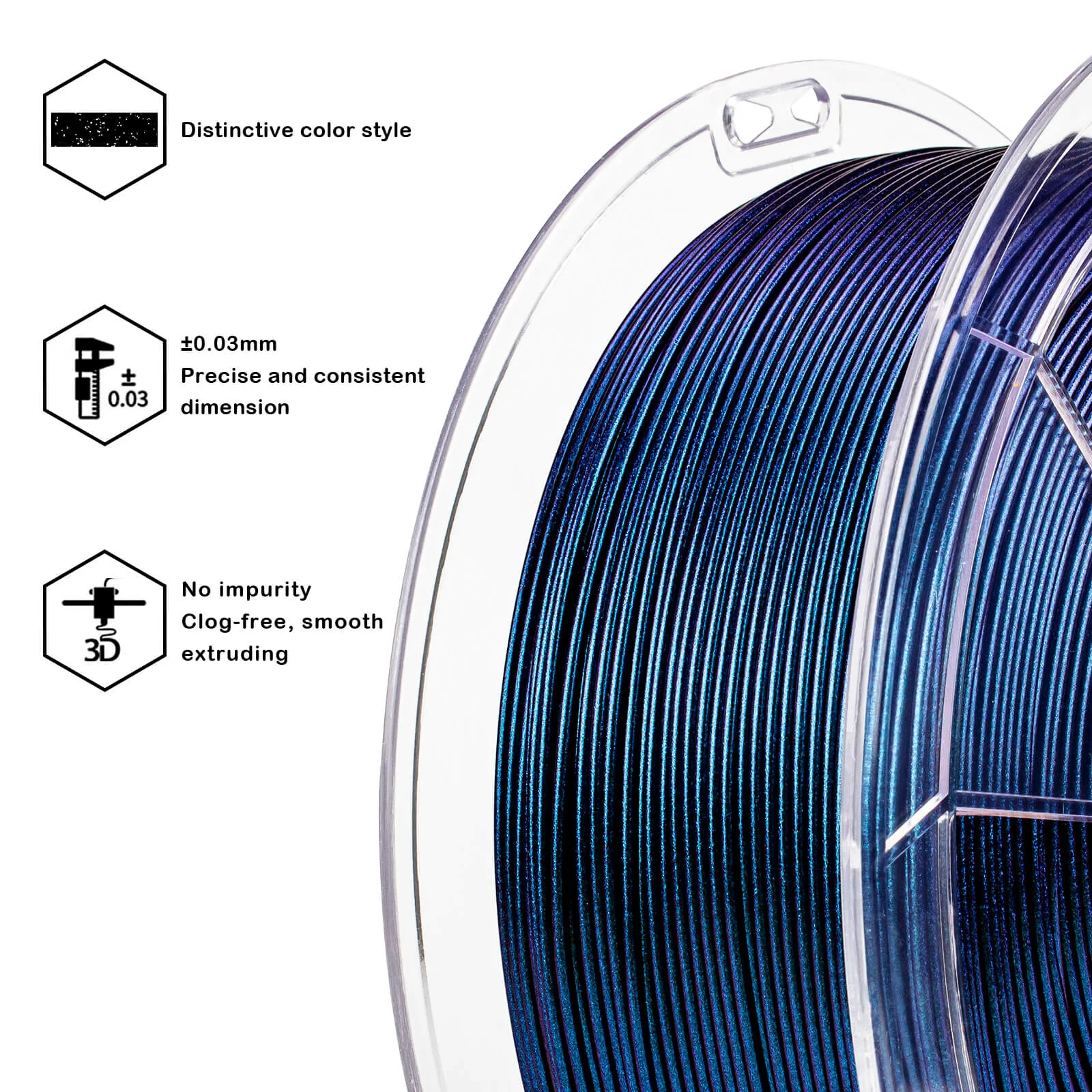 ZIRO Chameleon Series PLA Filament 1.75mm 1kg/2.2lb Spool , Peacock Teal Luster - Image 10