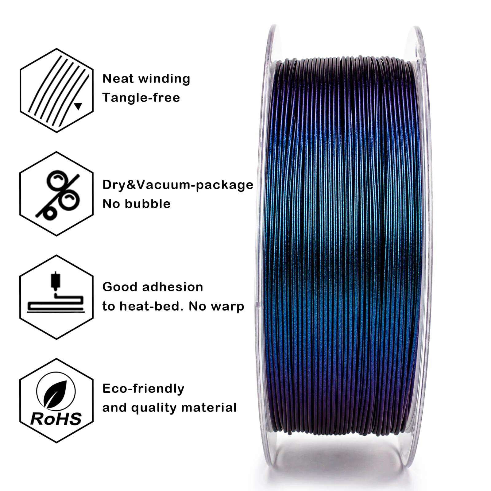 ZIRO Chameleon Series PLA Filament 1.75mm 1kg/2.2lb Spool , Peacock Teal Luster - Image 11