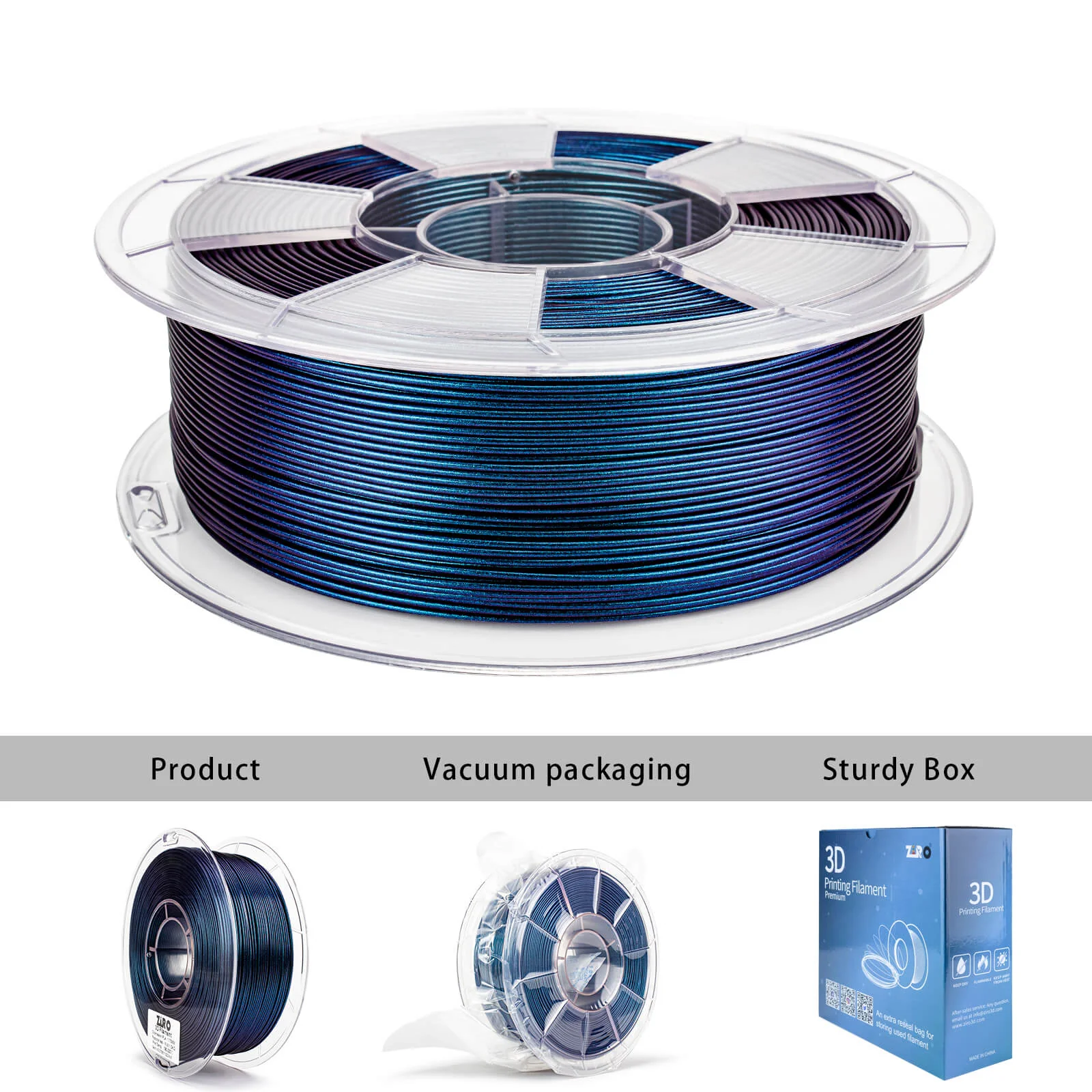 ZIRO Chameleon Series PLA Filament 1.75mm 1kg/2.2lb Spool , Peacock Teal Luster - Image 12