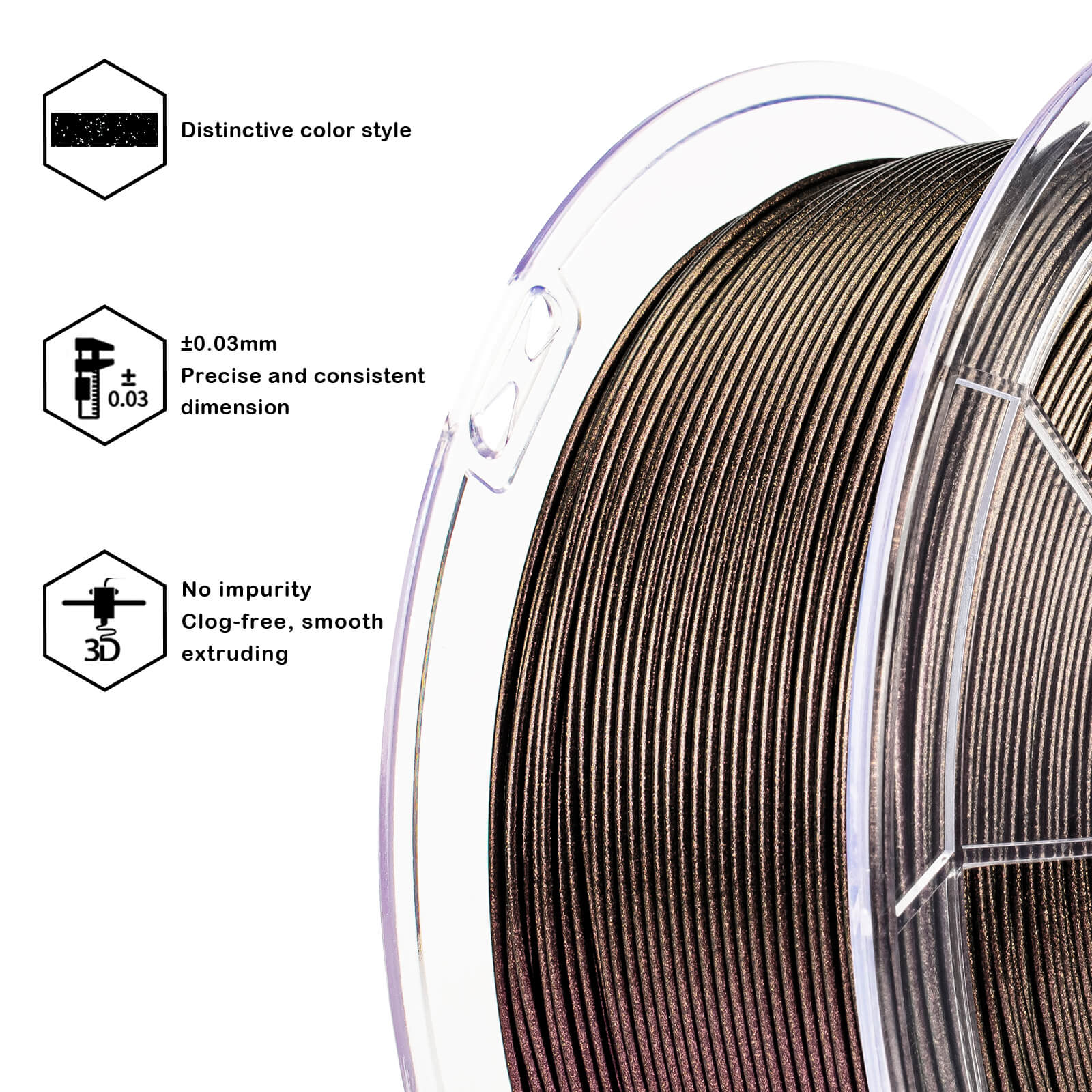 ZIRO Chameleon Series PLA Filament 1.75mm 1kg/2.2lb Spool , Scarlet Gold Luster - Image 7