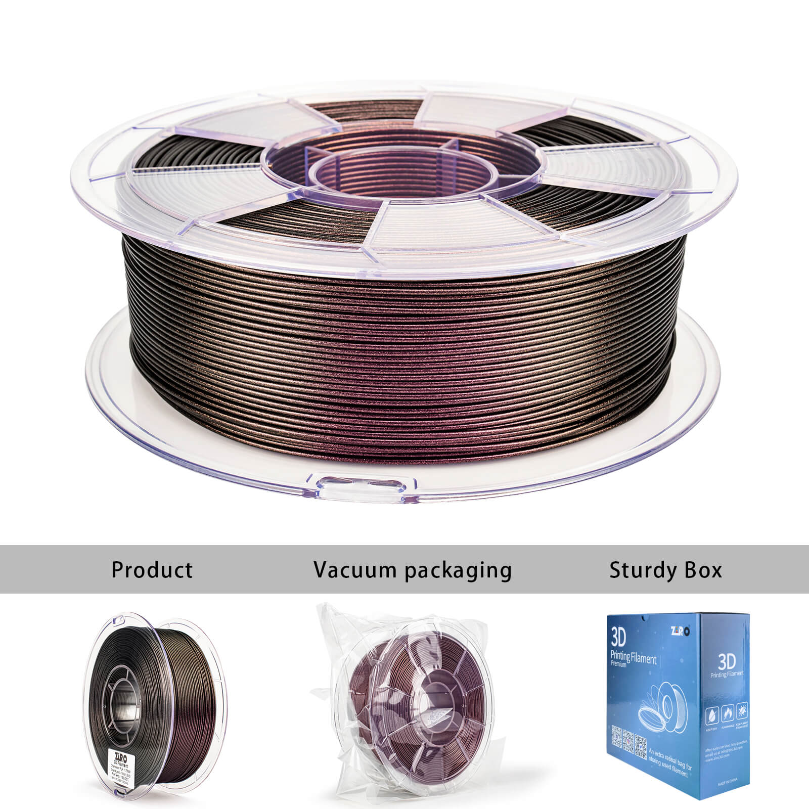 ZIRO Chameleon Series PLA Filament 1.75mm 1kg/2.2lb Spool , Scarlet Gold Luster - Image 9