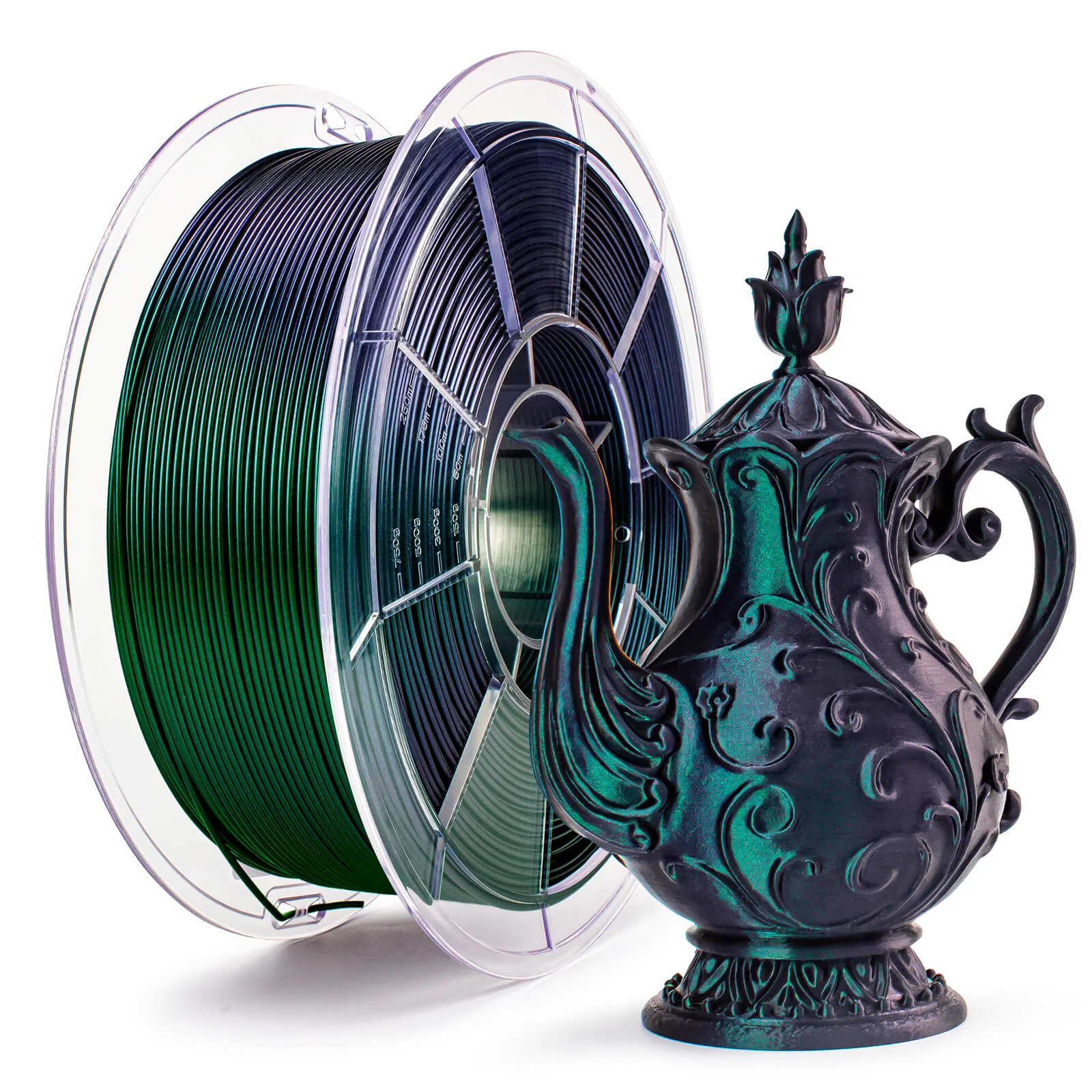 ZIRO Chameleon Series PLA Filament 1.75mm 1kg/2.2lb Spool , Velvet Green Luster - Image 3