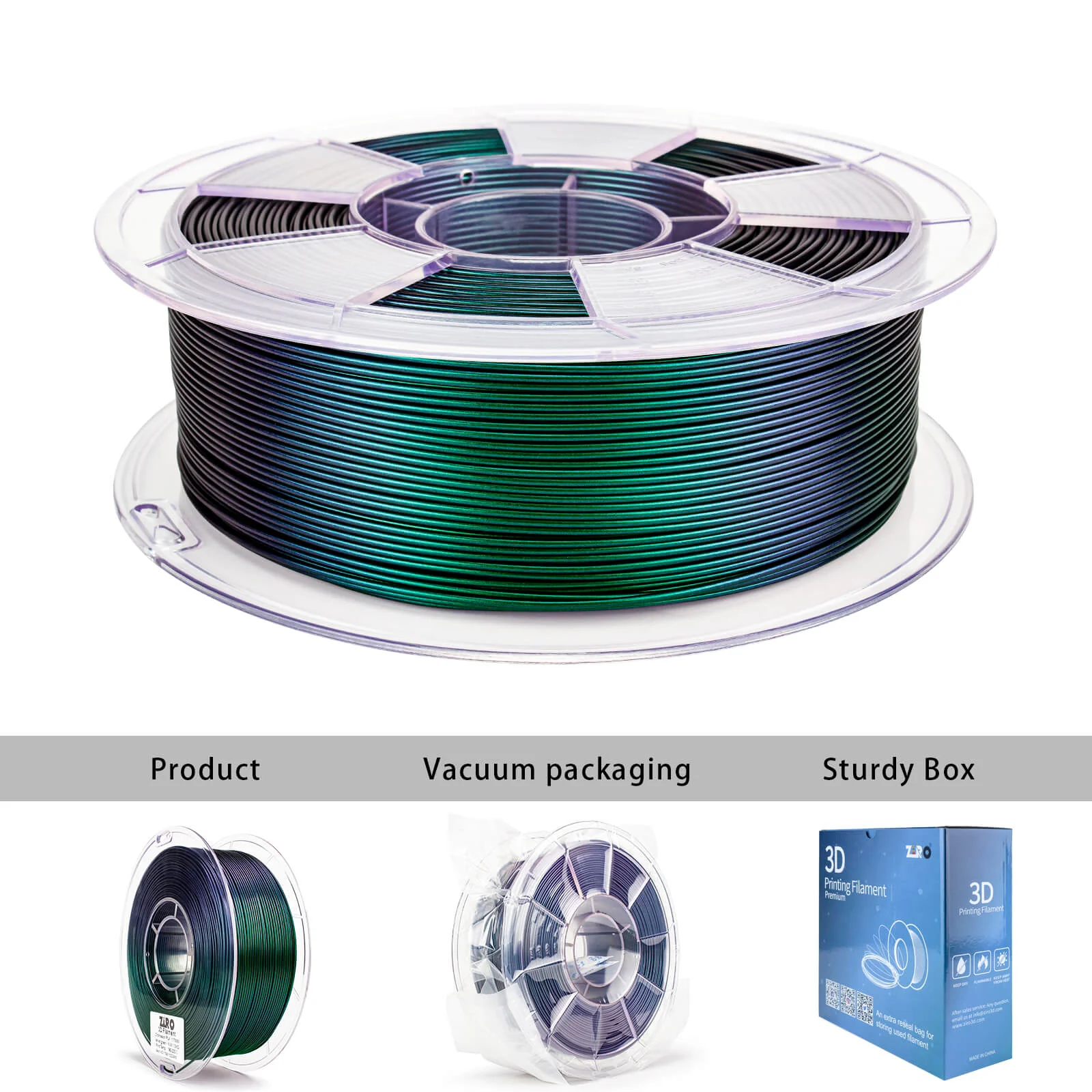 ZIRO Chameleon Series PLA Filament 1.75mm 1kg/2.2lb Spool , Velvet Green Luster - Image 9