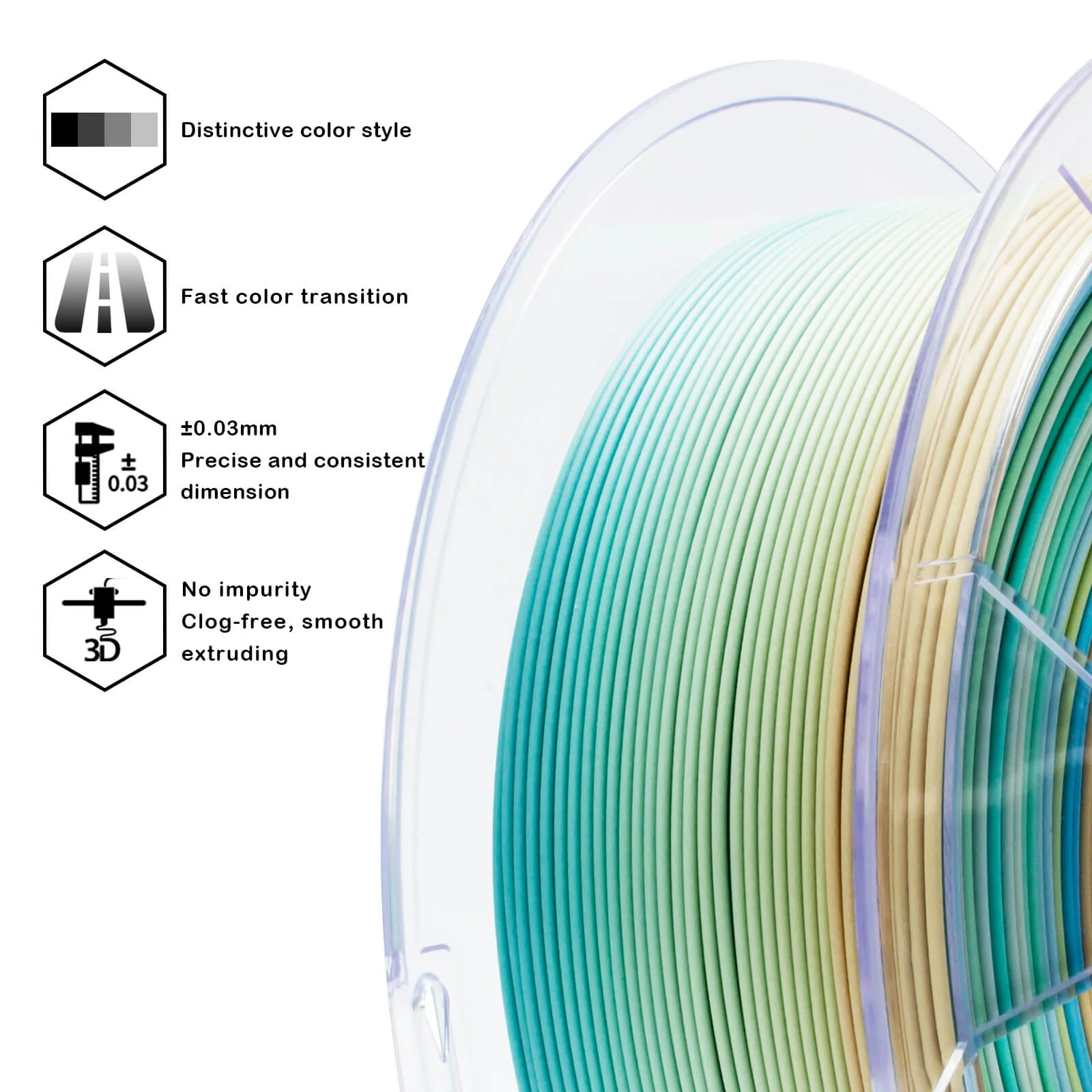 ZIRO Fast Gradient Matte PLA Filament 1.75mm, Beach - Image 9