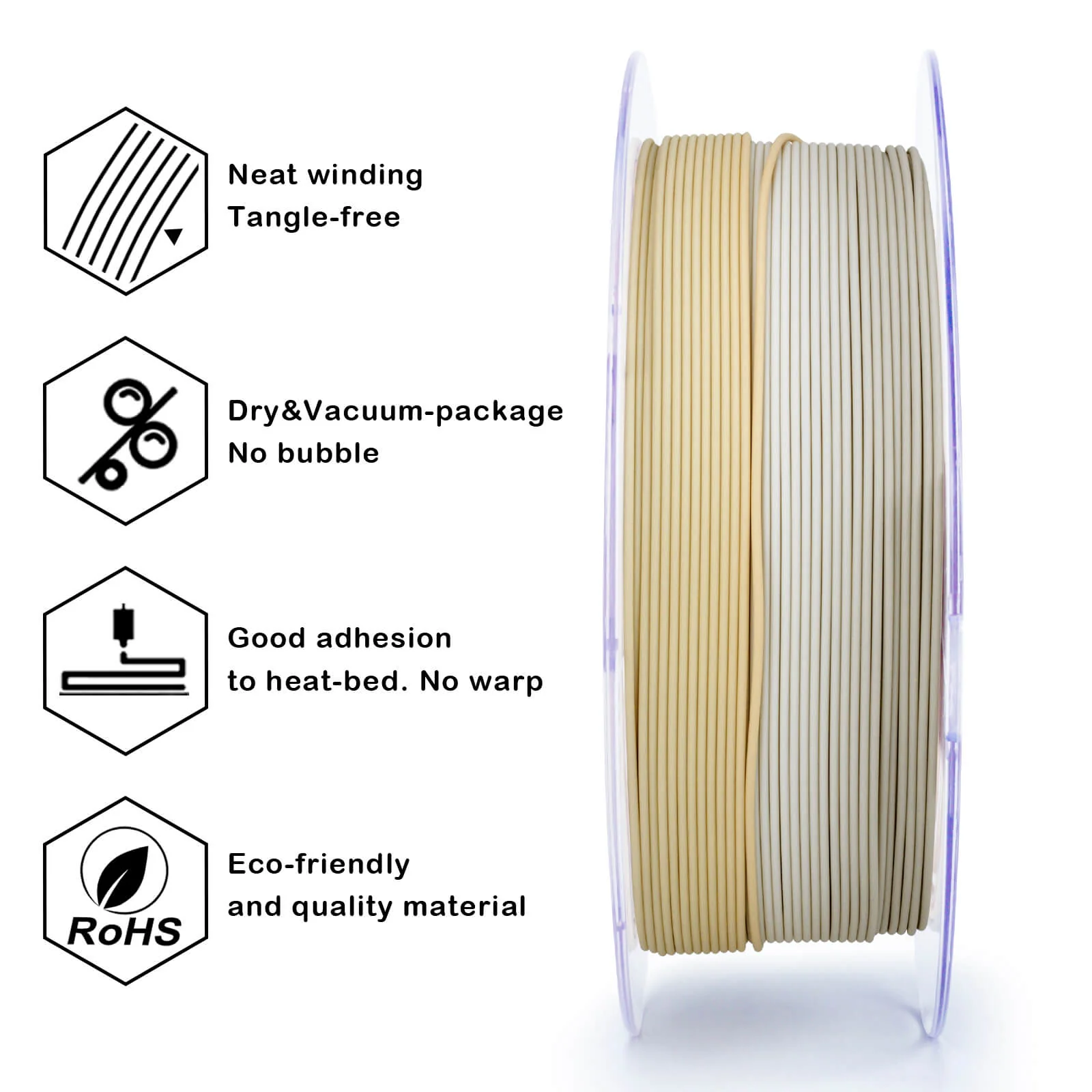 ZIRO Fast Gradient Matte PLA Filament 1.75mm, Beige Shell - Image 7