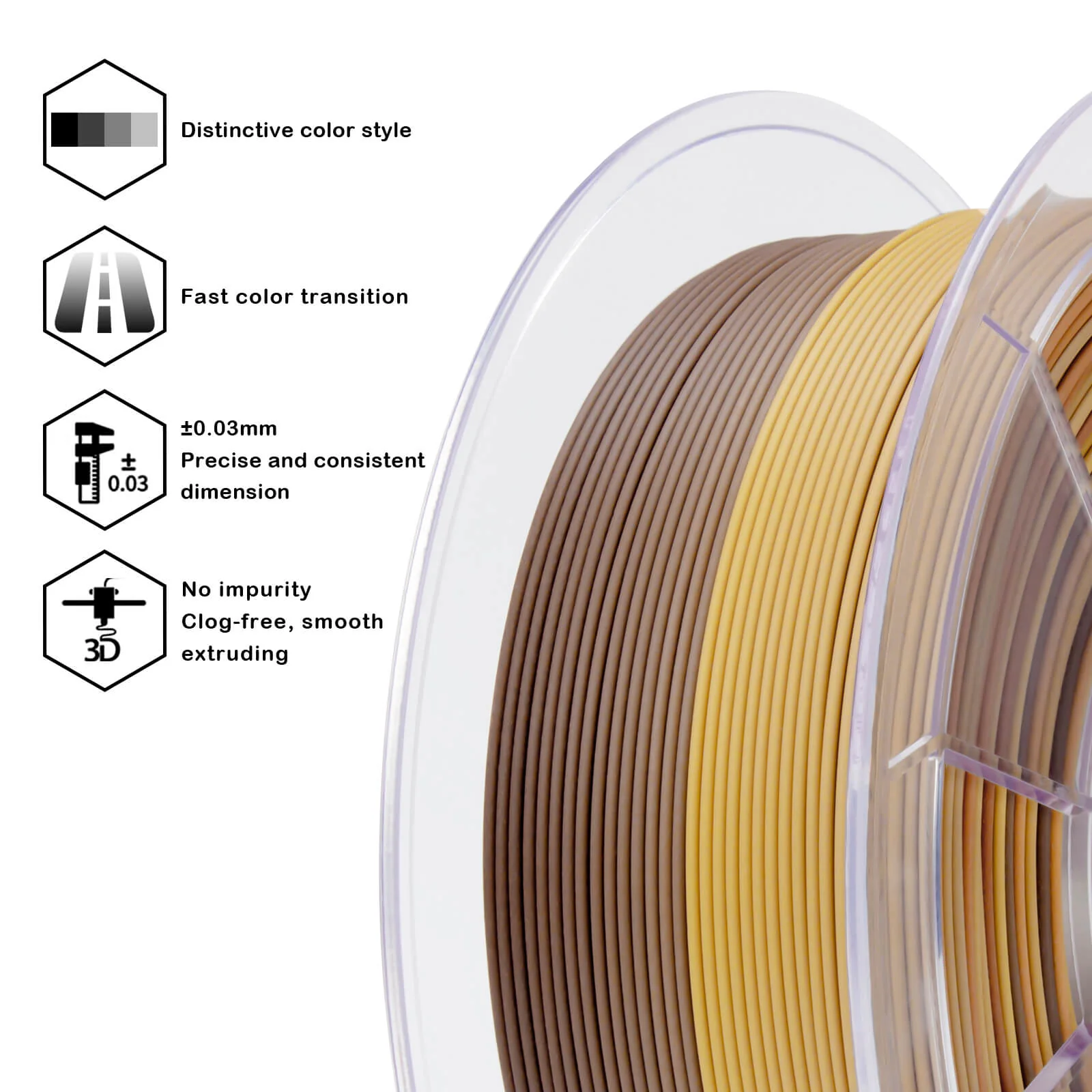 ZIRO Fast Gradient Matte PLA Filament 1.75mm, Castle Brick - Image 8