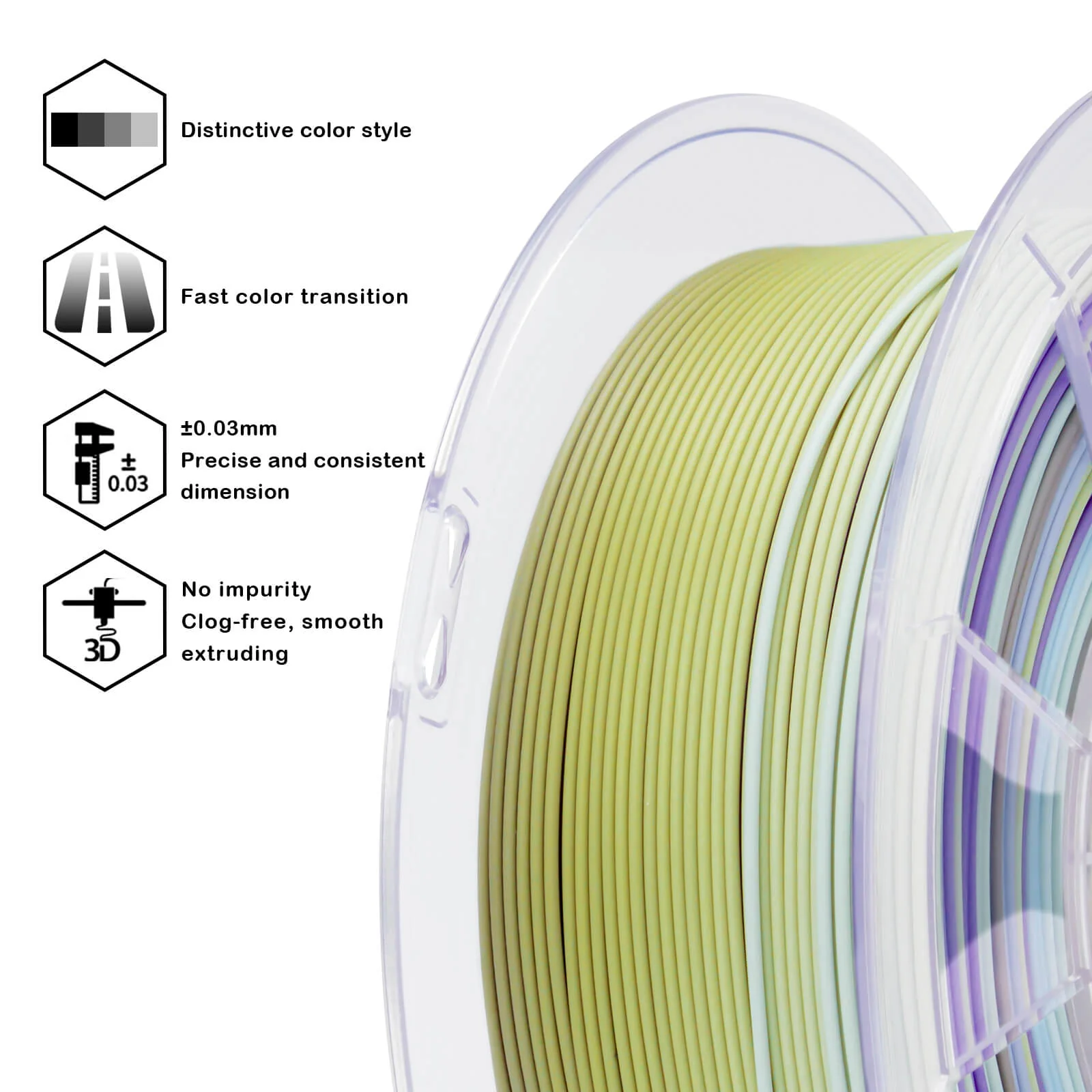 ZIRO Fast Gradient Matte PLA Filament 1.75mm, Dawn Whisper - Image 9