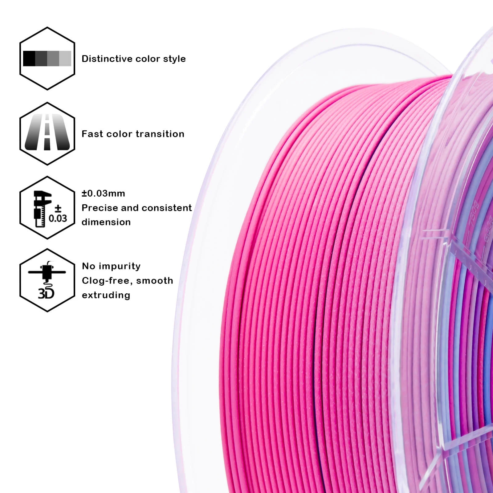 ZIRO Fast Gradient Matte PLA Filament 1.75mm, Dreamy Dusk - Image 8