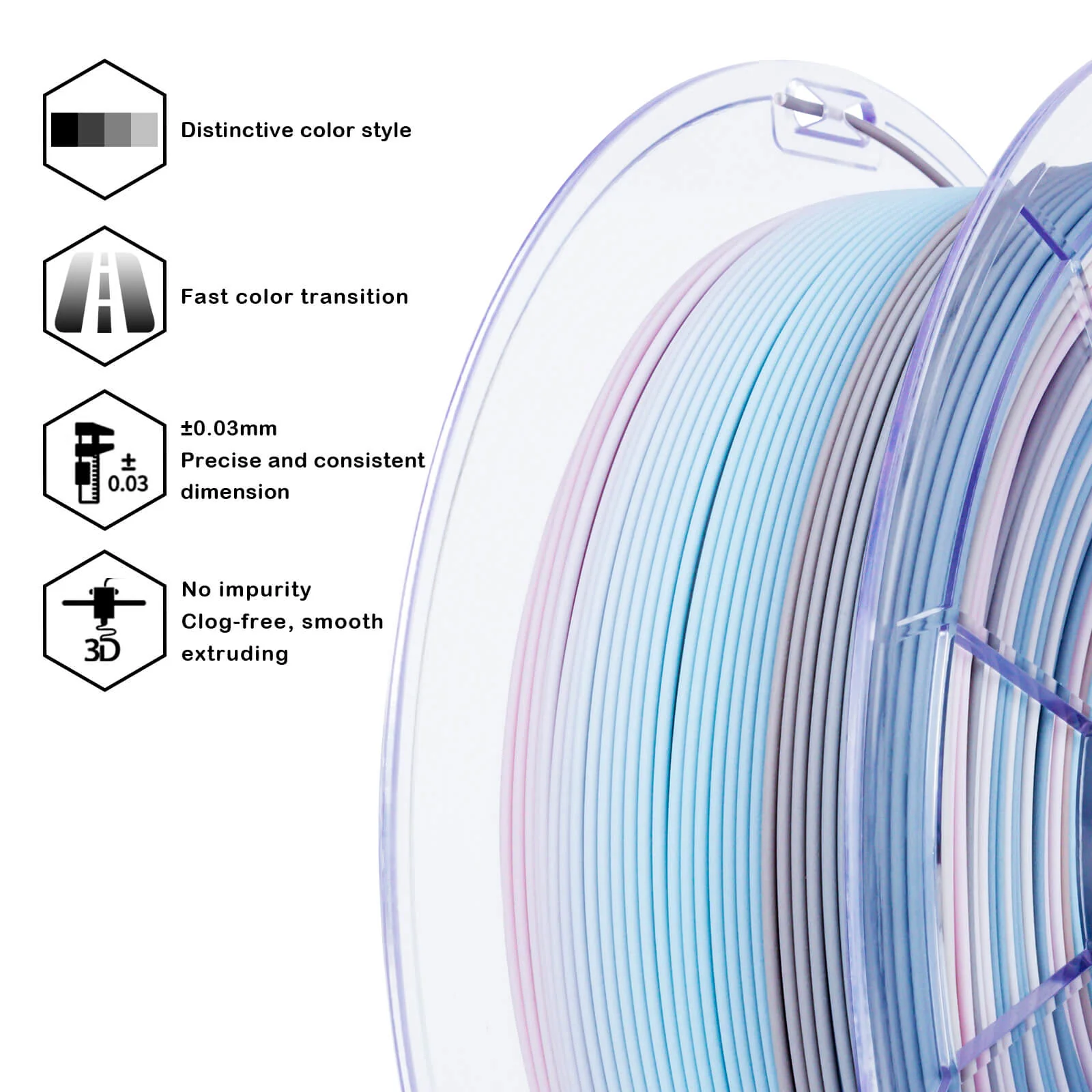 ZIRO Fast Gradient Matte PLA Filament 1.75mm, Drift Feather - Image 9