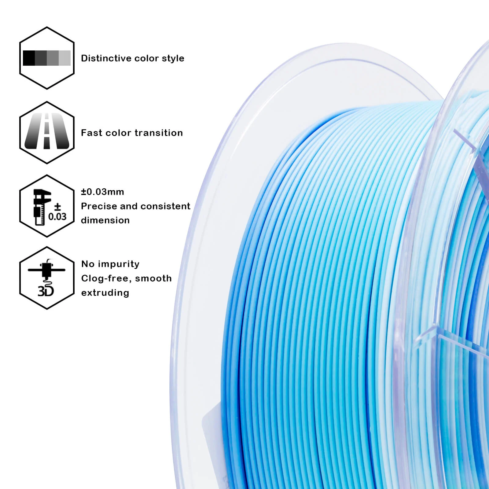 ZIRO Fast Gradient Matte PLA Filament 1.75mm, Glacier - Image 9