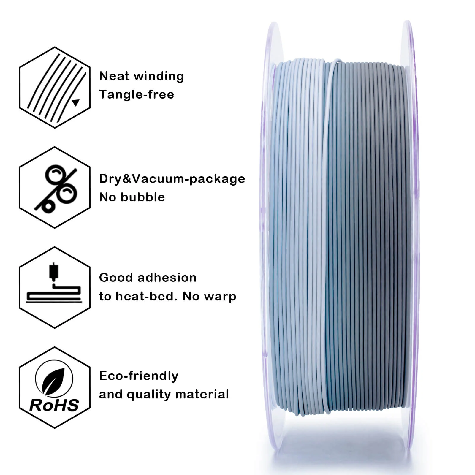 ZIRO Fast Gradient Matte PLA Filament 1.75mm, Gray Layer Rock - Image 9