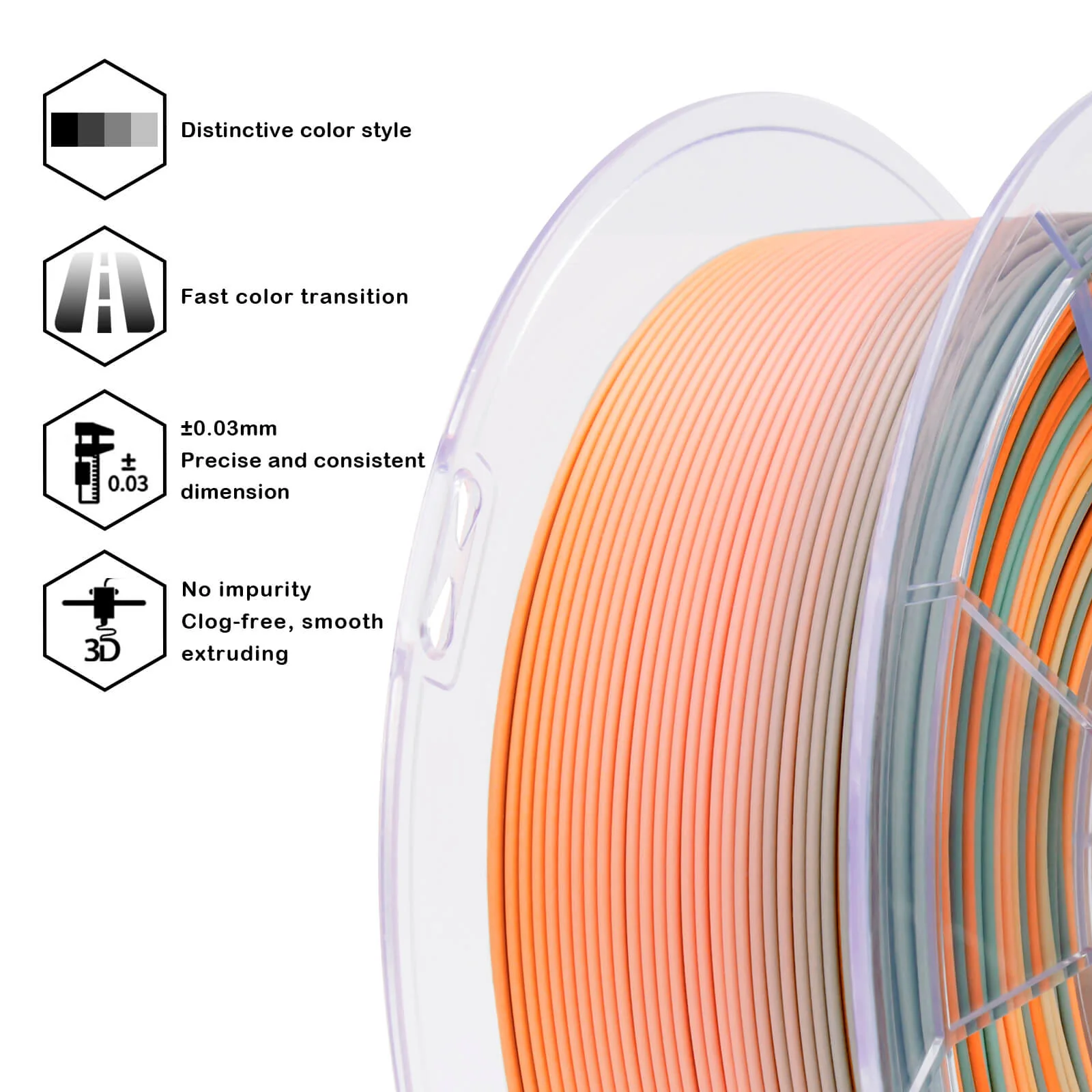 ZIRO Fast Gradient Matte PLA Filament 1.75mm, Harvest Bliss - Image 7