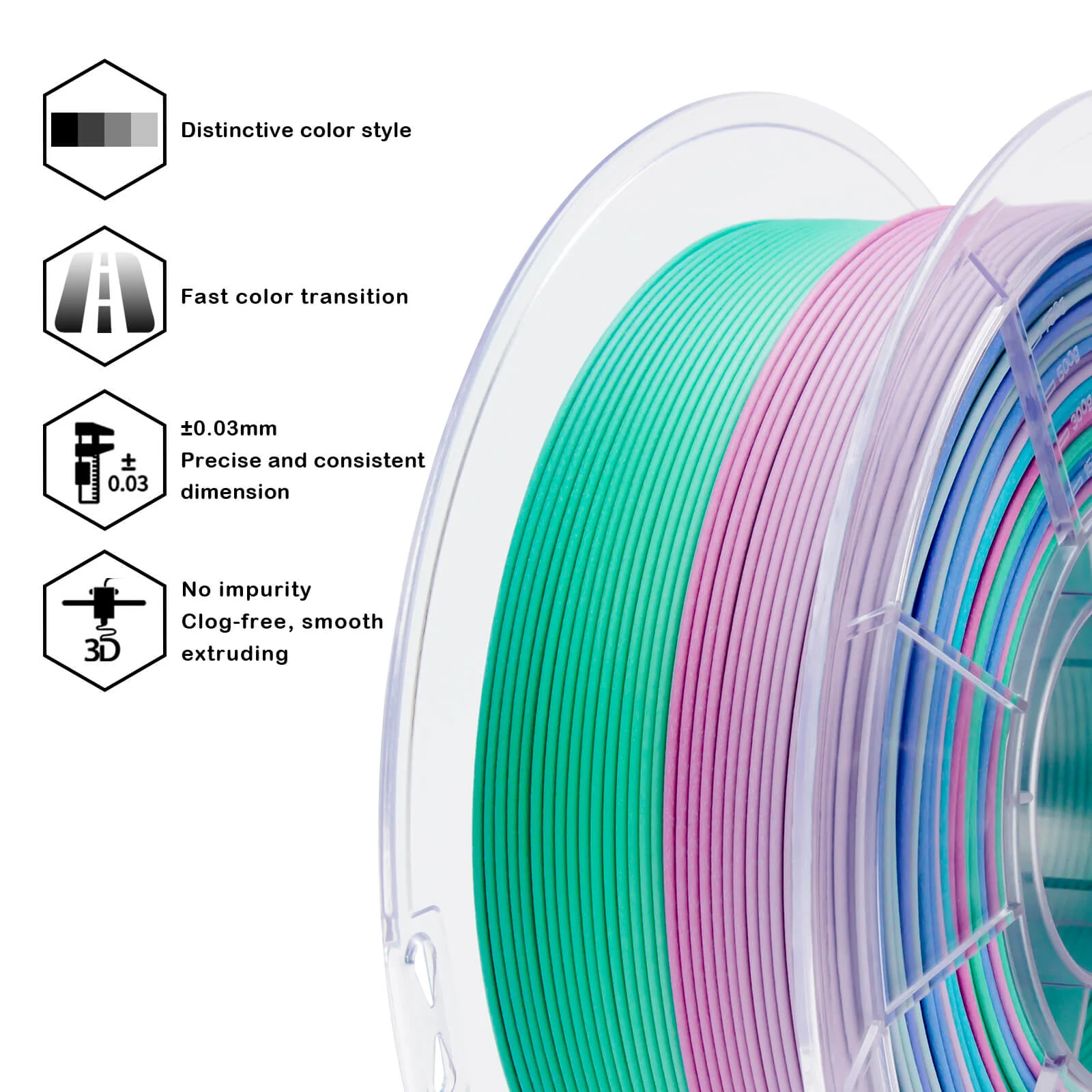 ZIRO Fast Gradient Matte PLA Filament 1.75mm, Northern Lights - Image 10