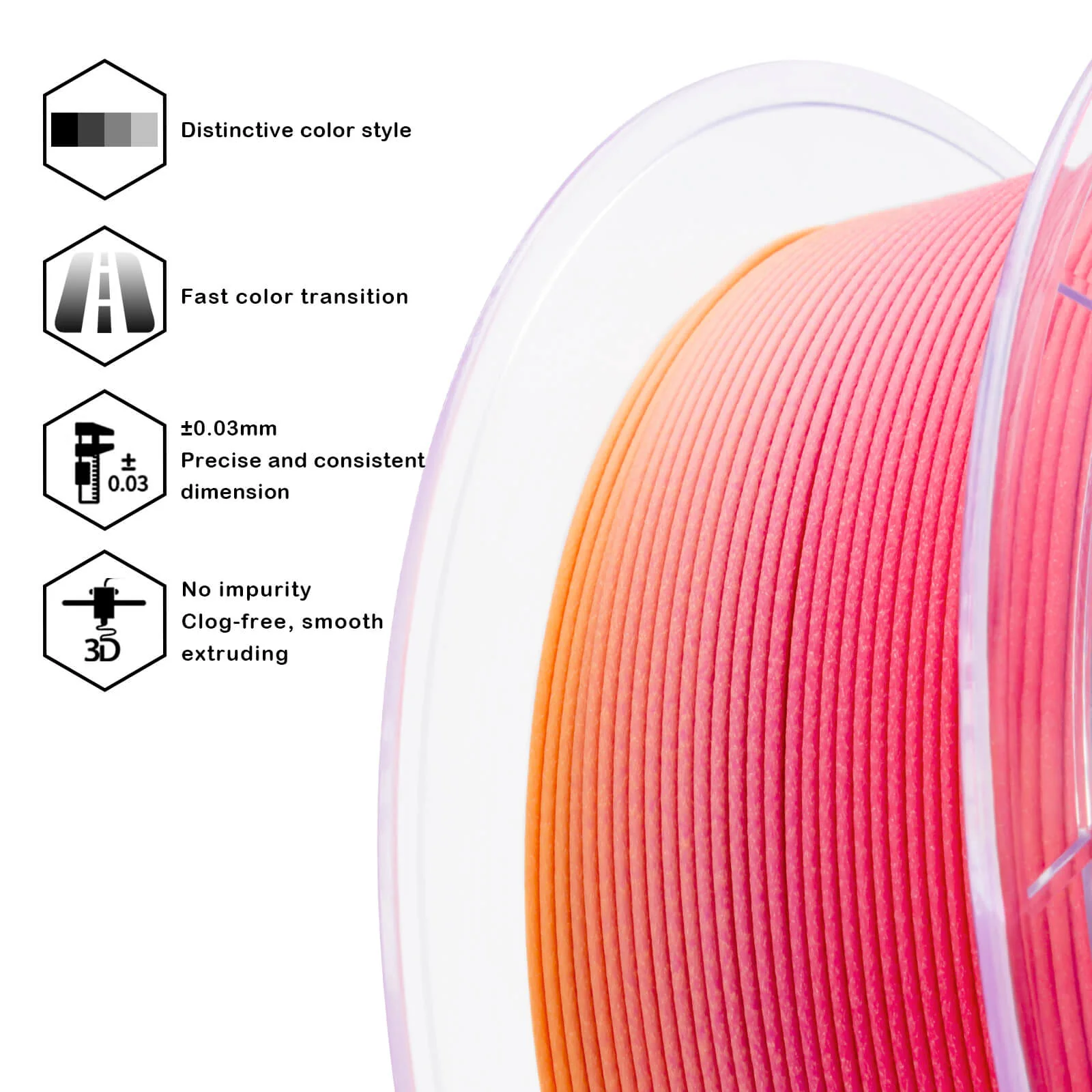ZIRO Fast Gradient Matte PLA Filament 1.75mm, Peachy Sunrise - Image 9