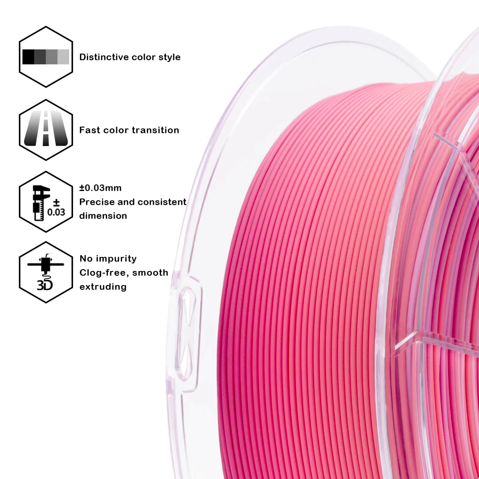 ZIRO Fast Gradient Matte PLA Filament 1.75mm, Pink Hydrangea - Image 4