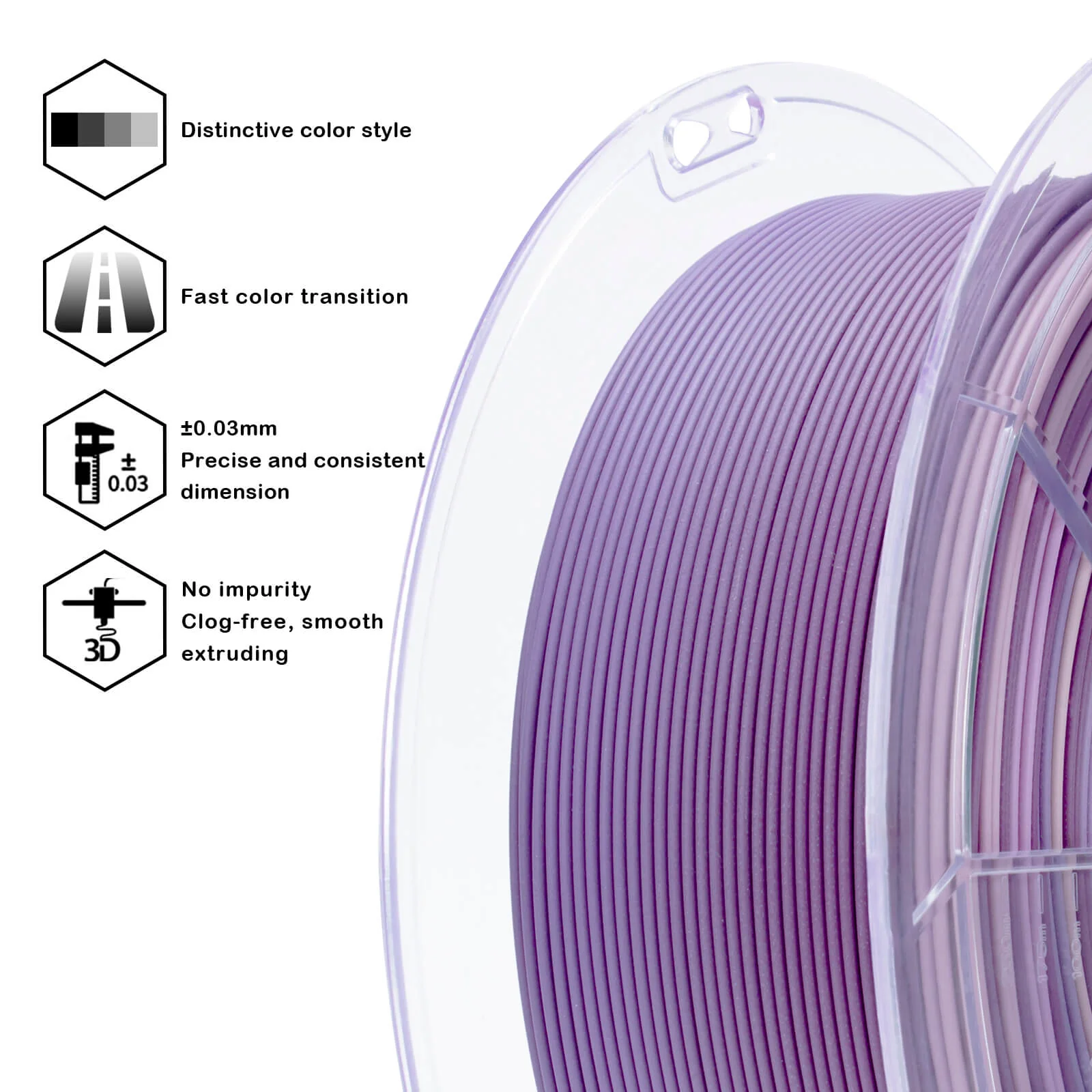 ZIRO Fast Gradient Matte PLA Filament 1.75mm, Purple Veil - Image 5
