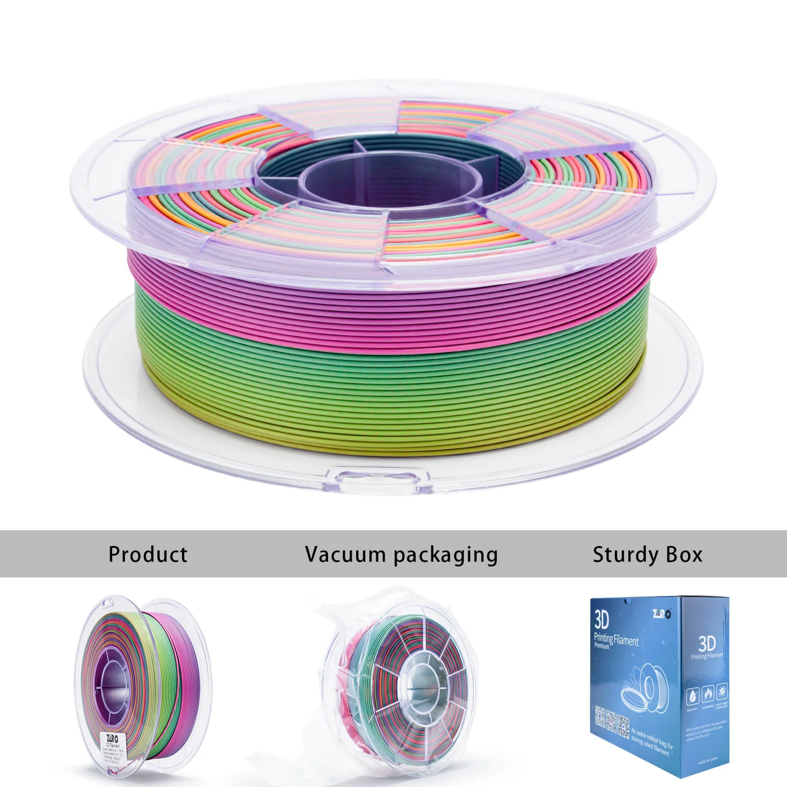 ZIRO Fast Gradient Matte PLA Filament 1.75mm, Rainbow Blaze - Image 7