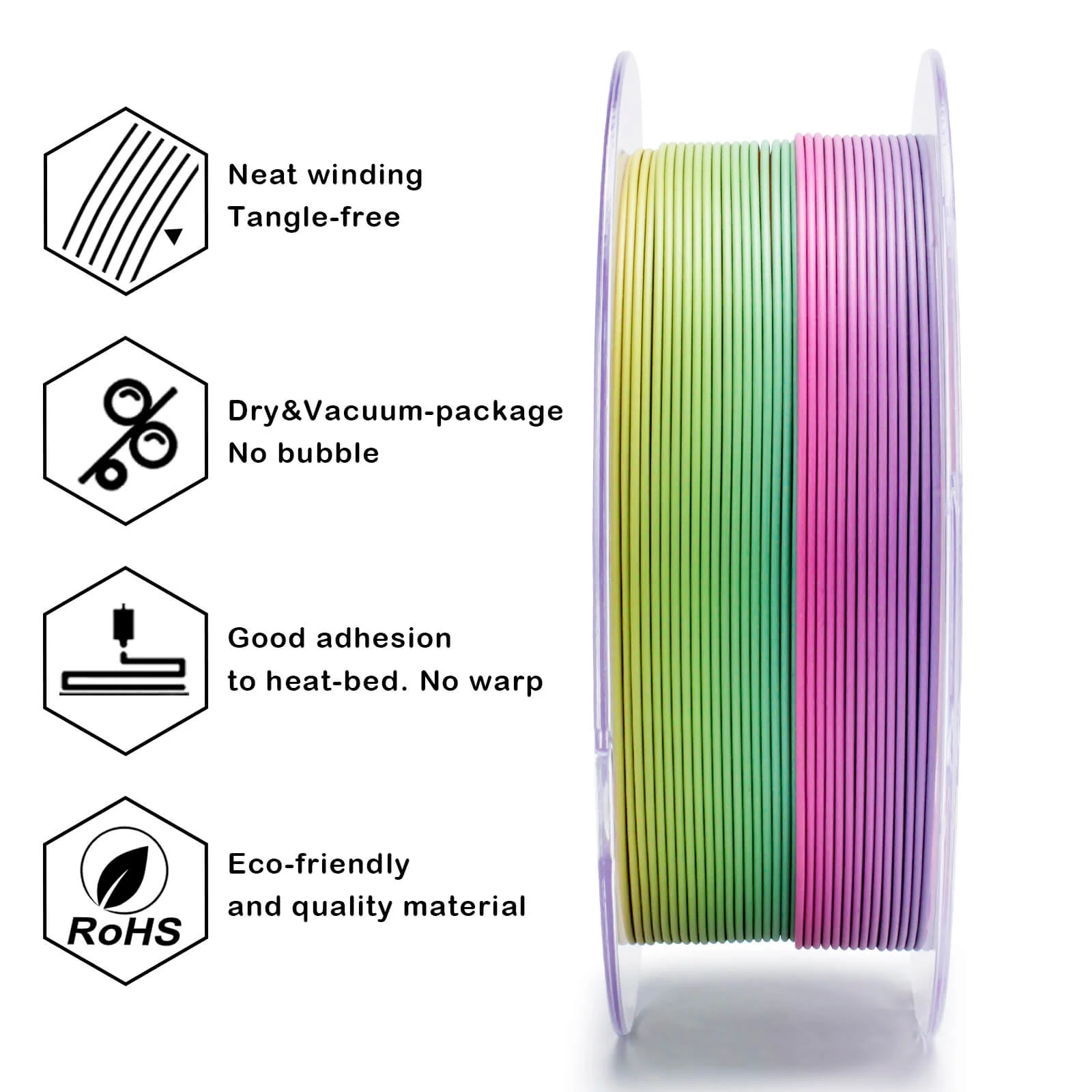 ZIRO Fast Gradient Matte PLA Filament 1.75mm, Rainbow Blaze - Image 9