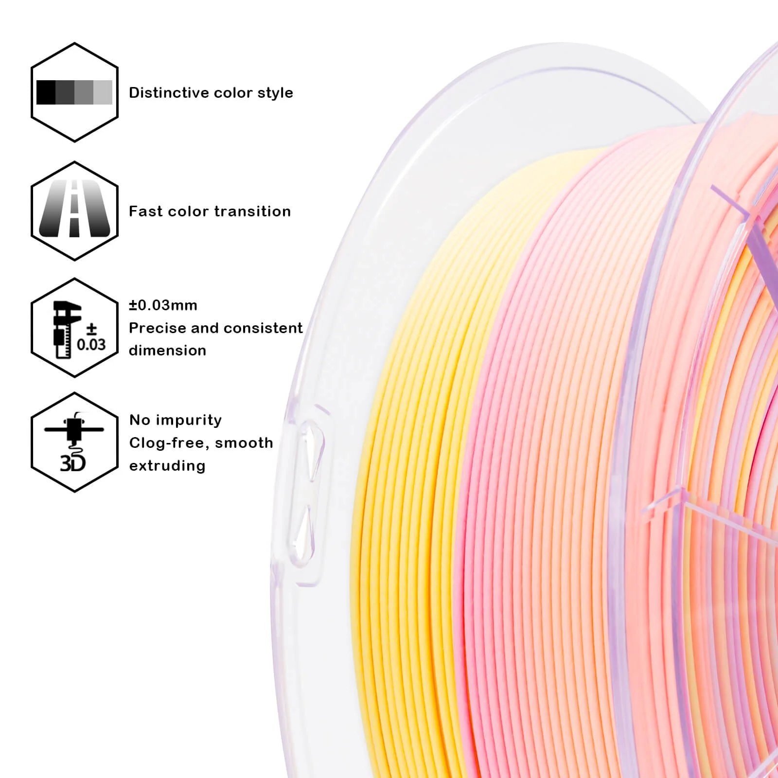 ZIRO Fast Gradient Matte PLA Filament 1.75mm, Sunlit Petal - Image 9