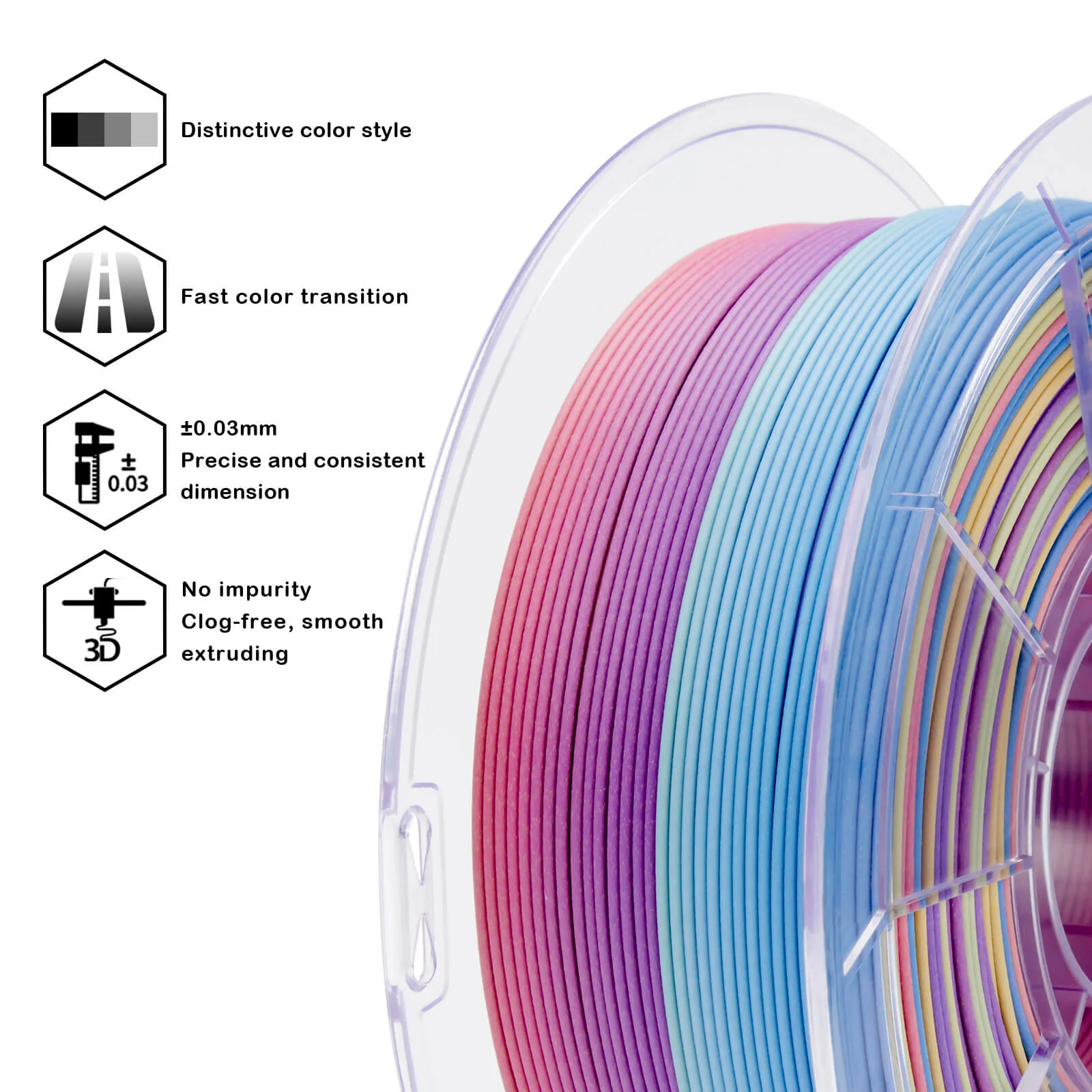 ZIRO Fast Gradient Matte PLA Filament 1.75mm, Vibrant Coral - Image 10