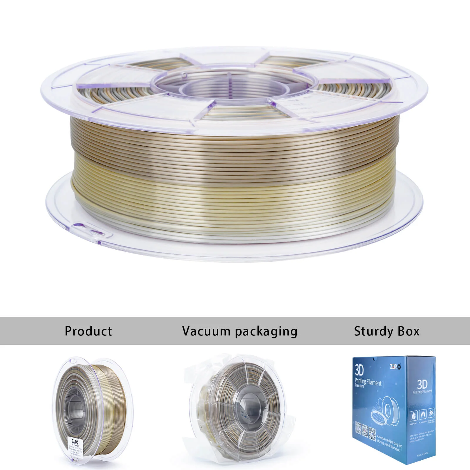 ZIRO Fast Gradient Silk PLA Filament 1.75mm, Champagne Sheen - Image 9