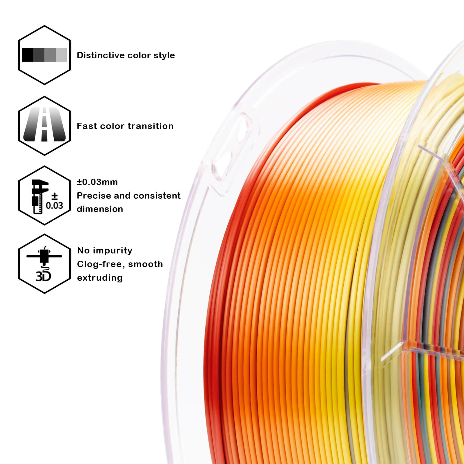 ZIRO Fast Gradient Silk PLA Filament 1.75mm, Chroma Ribbon - Image 5