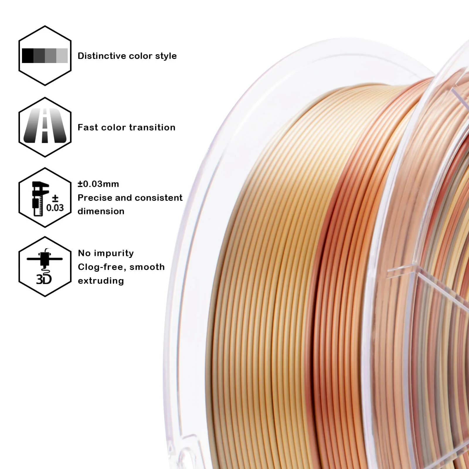 ZIRO Fast Gradient Silk PLA Filament 1.75mm, Ember - Image 4
