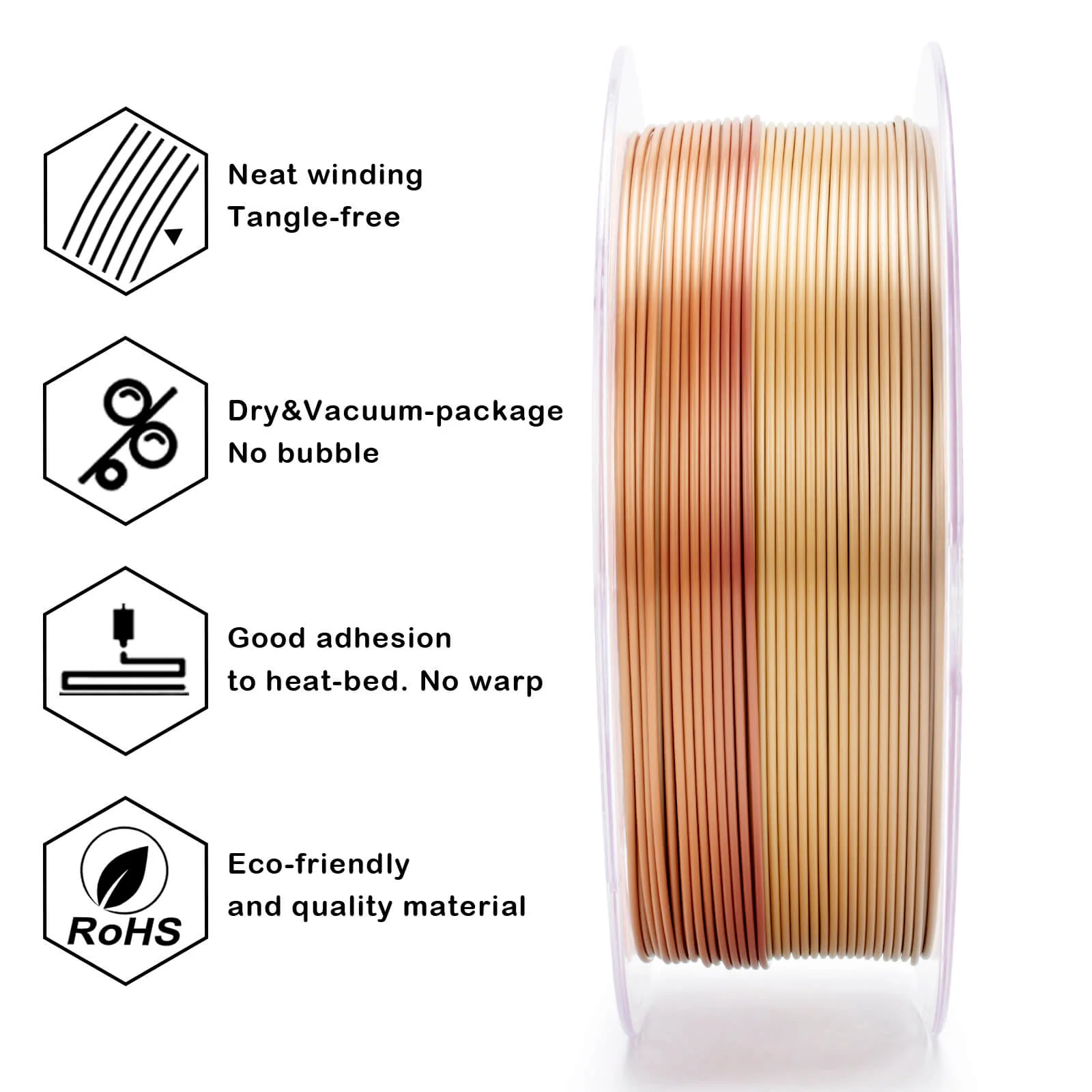 ZIRO Fast Gradient Silk PLA Filament 1.75mm, Ember - Image 5