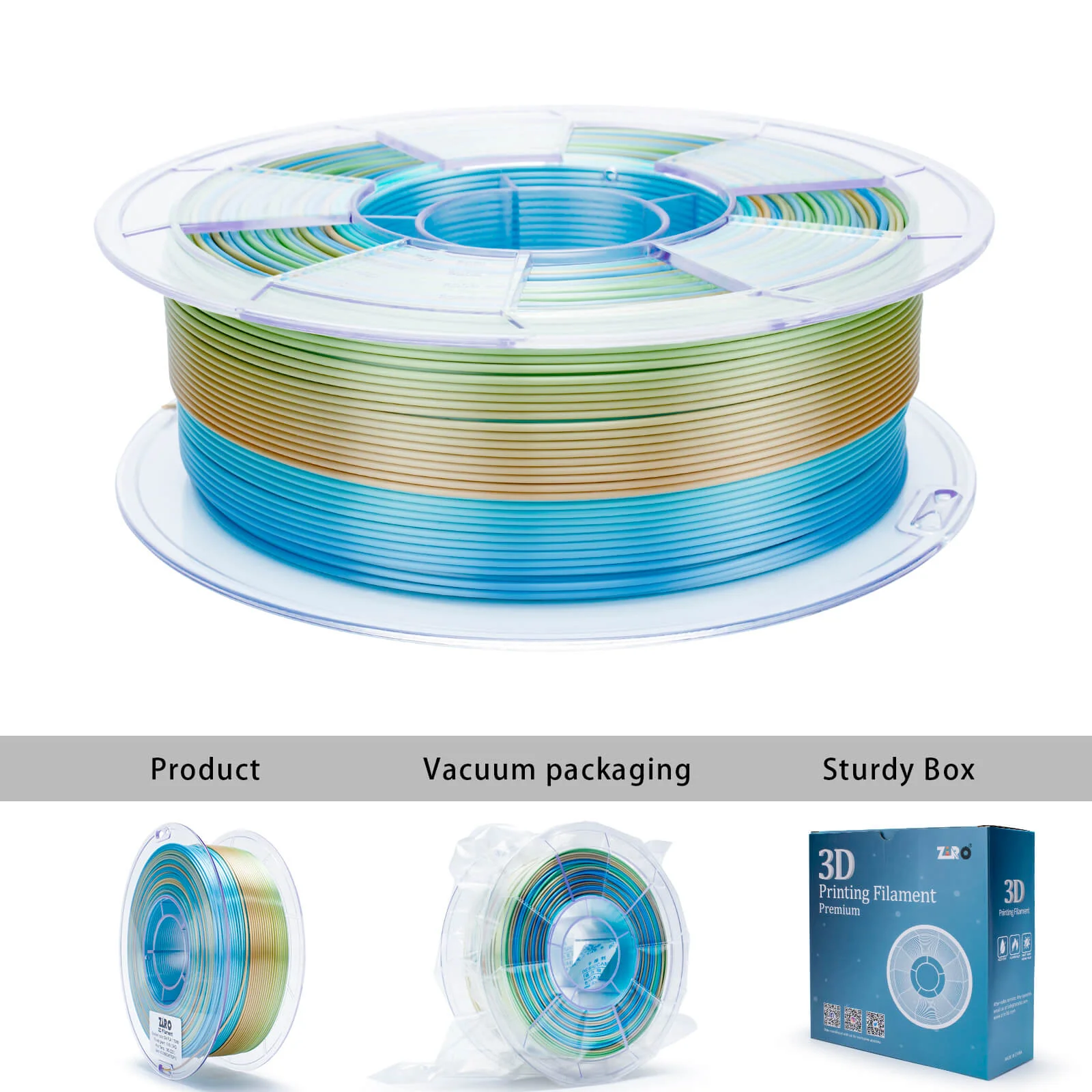 ZIRO Fast Gradient Silk PLA Filament 1.75mm, Forest Gleam - Image 6