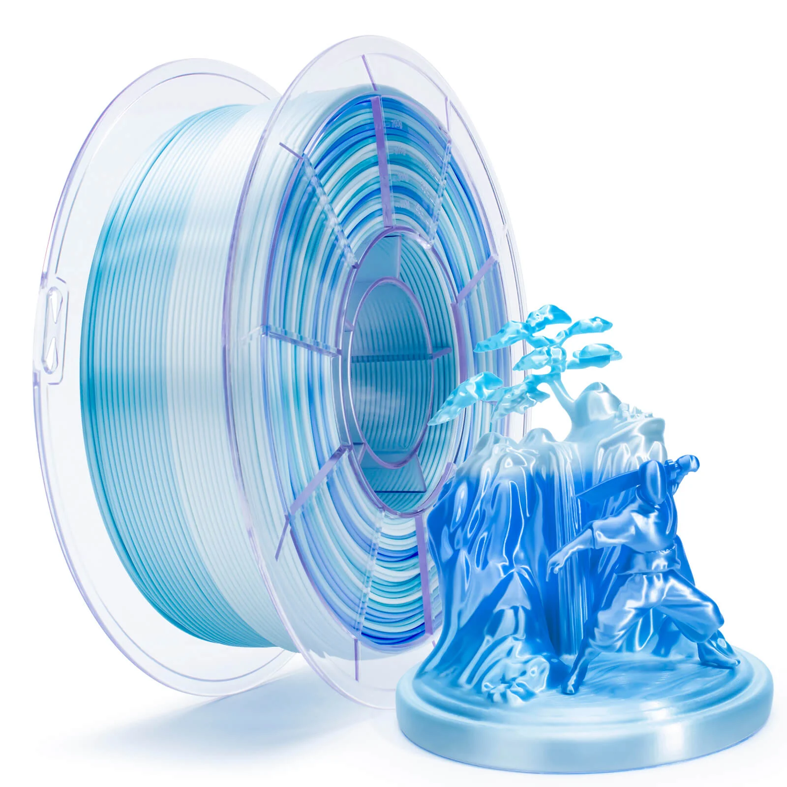 ZIRO Fast Gradient Silk PLA Filament 1.75mm, Ice Blue - Image 3