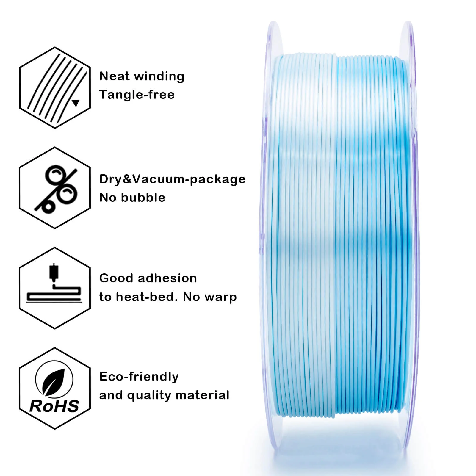 ZIRO Fast Gradient Silk PLA Filament 1.75mm, Ice Blue - Image 5