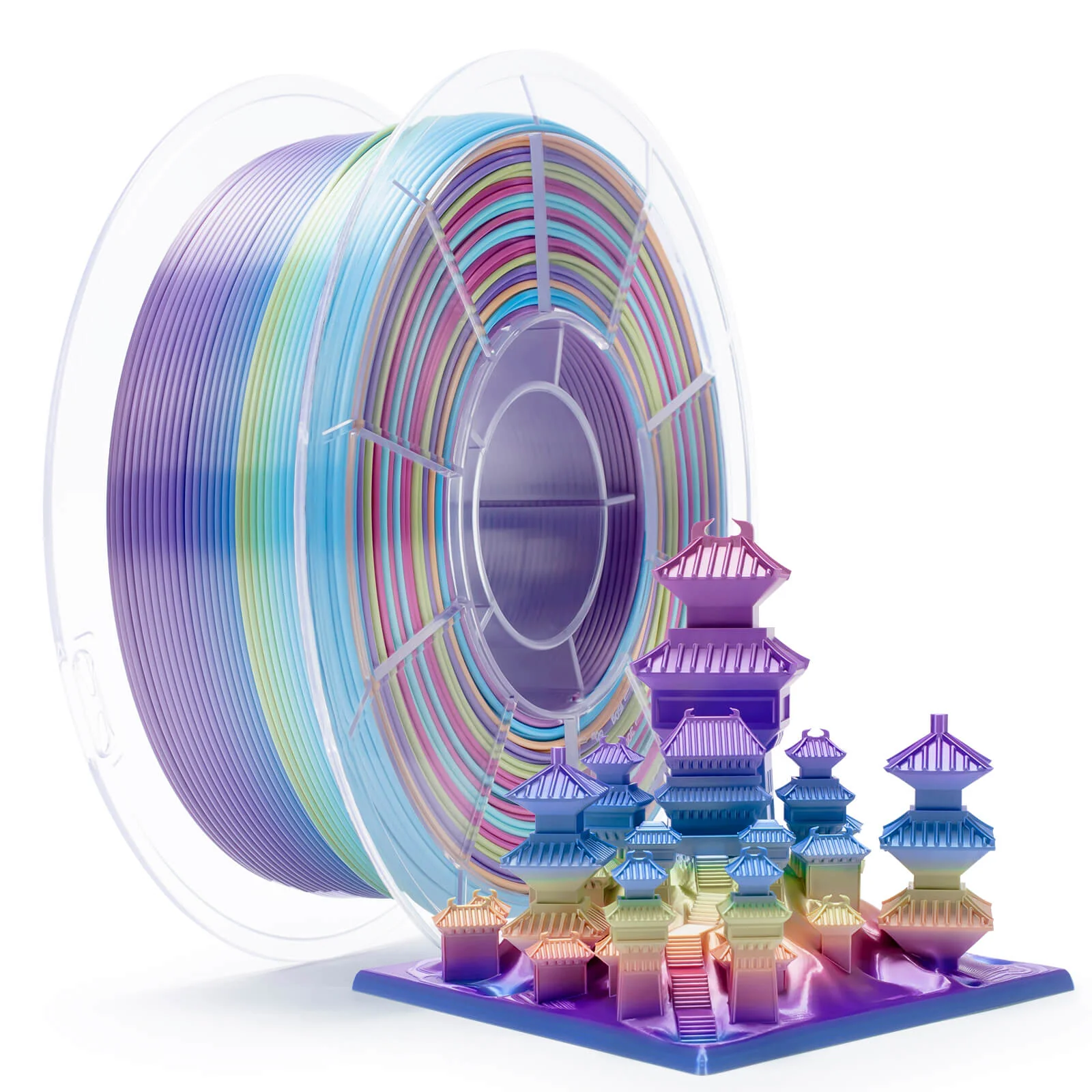 ZIRO Fast Gradient Silk PLA Filament 1.75mm, Iridescent Prism - Image 3